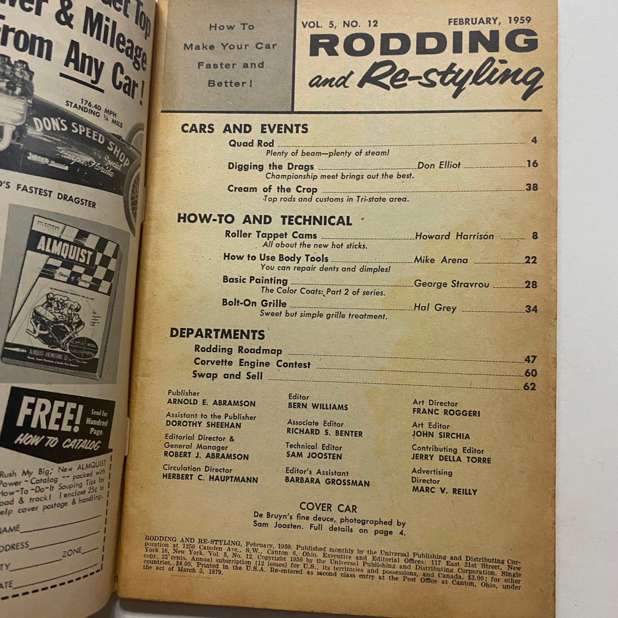 VTG Rodding & Re-Styling Magazine February 1959 De Bruyn's Fine Deuce No Label