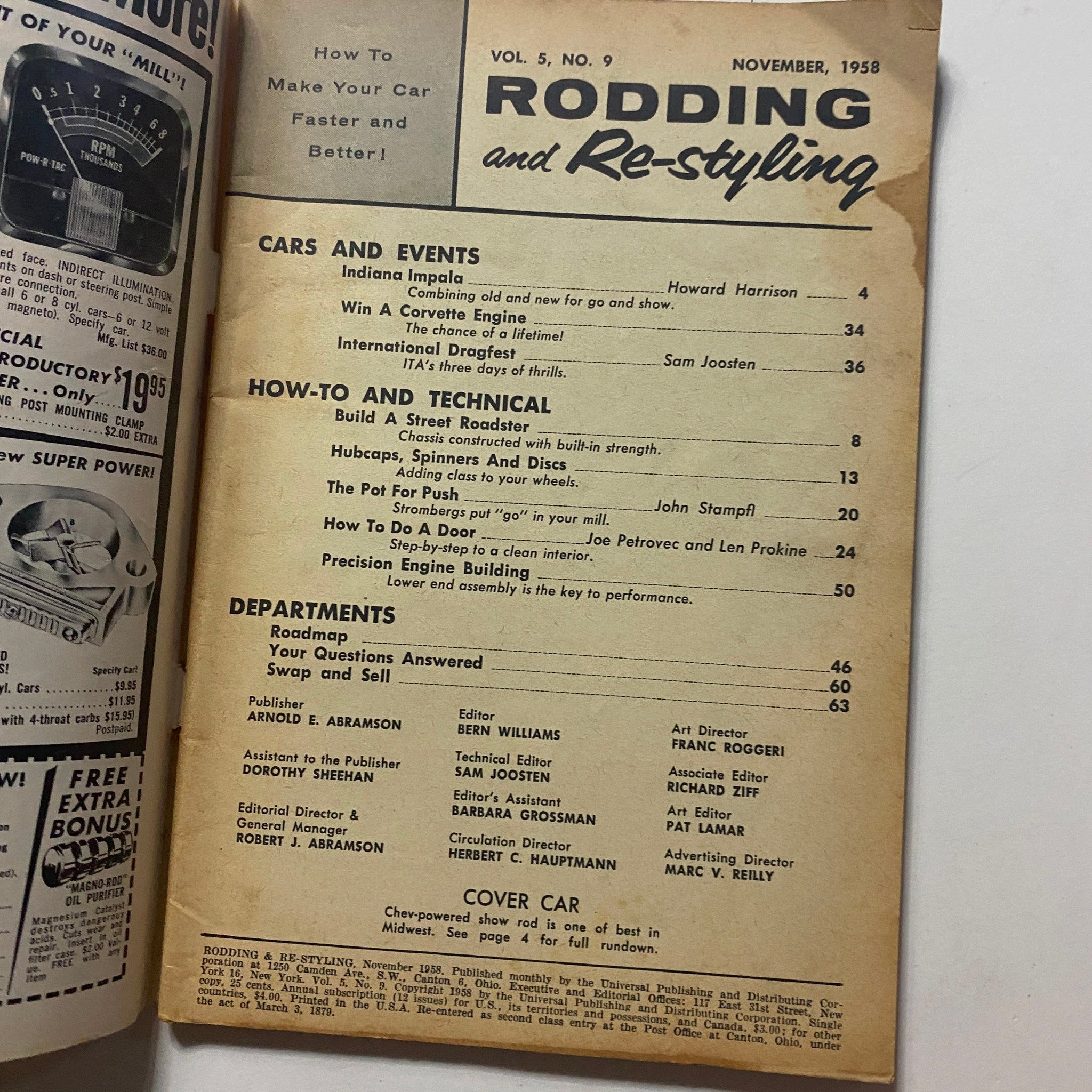 VTG Rodding & Re-Styling Magazine November 1958 Chev-Powered Show Rod No Label