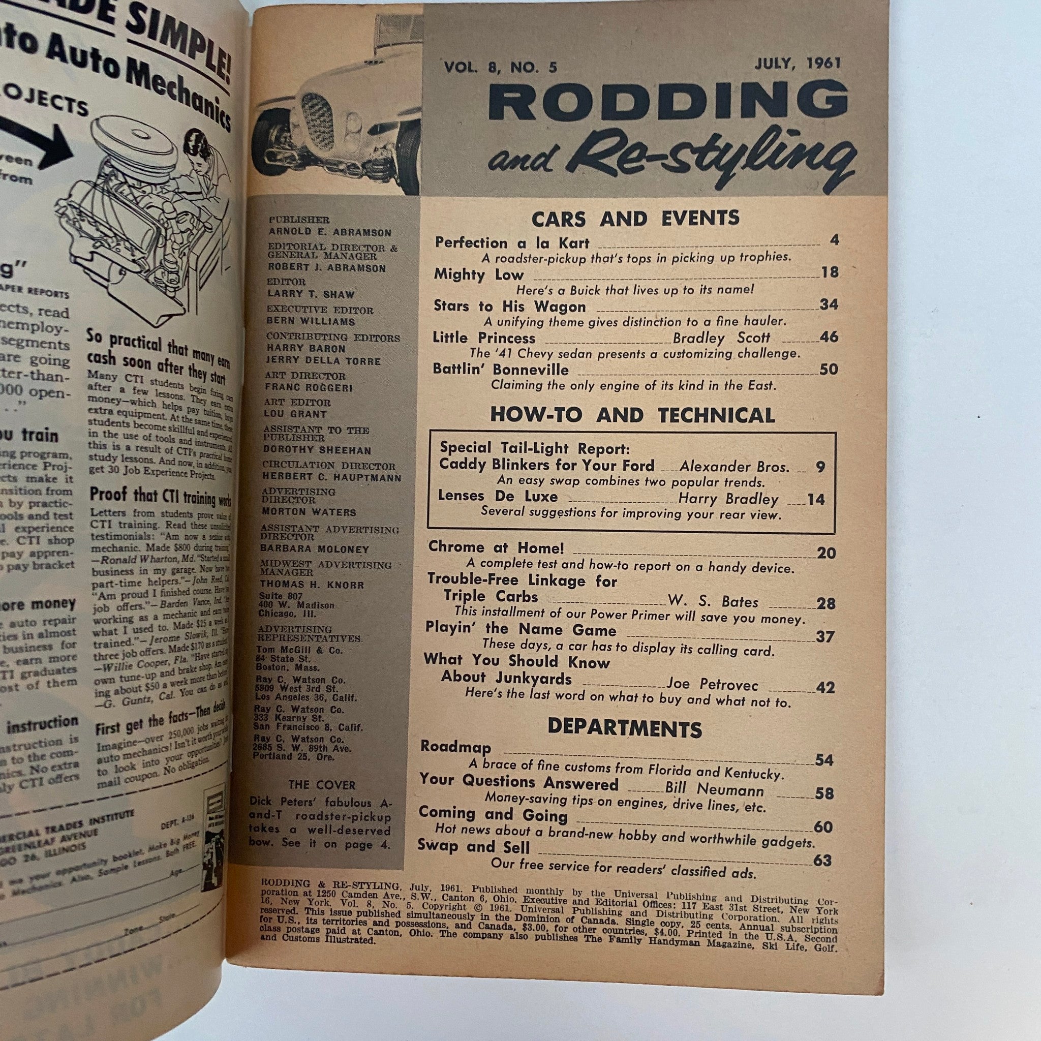 Rodding & Re-Styling Magazine July 1961 Pickup A La Perfection No Label