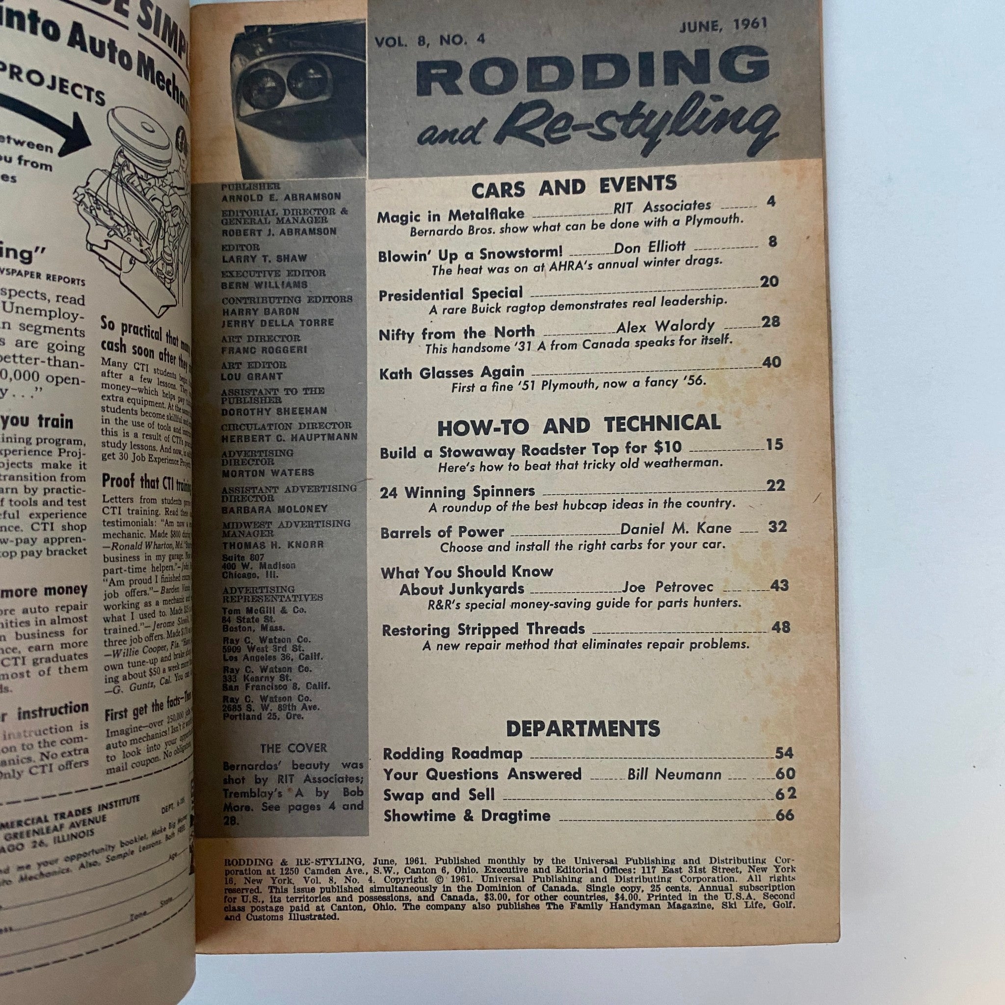 Rodding & Re-Styling Magazine June 1961 Masterpiece in Metalflake No Label