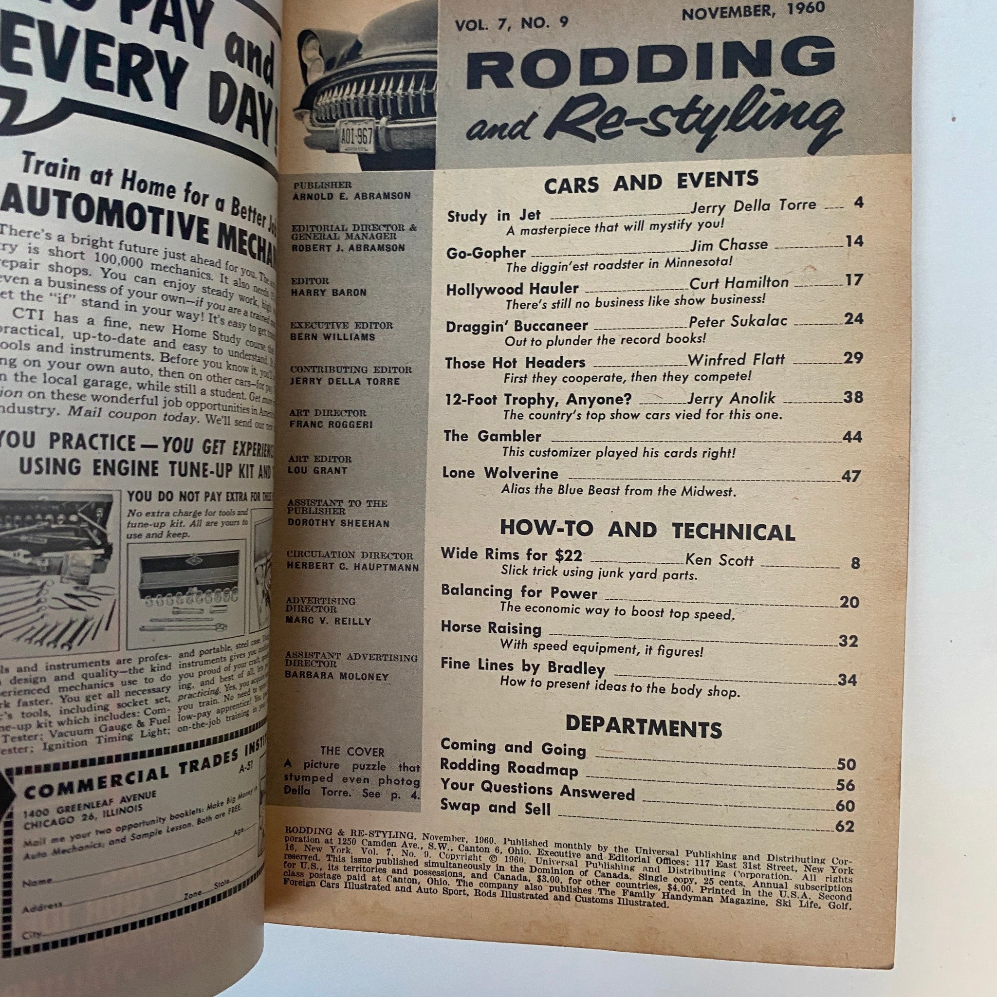 Rodding & Re-Styling Magazine November 1960 Draggin' Buccaneer No Label