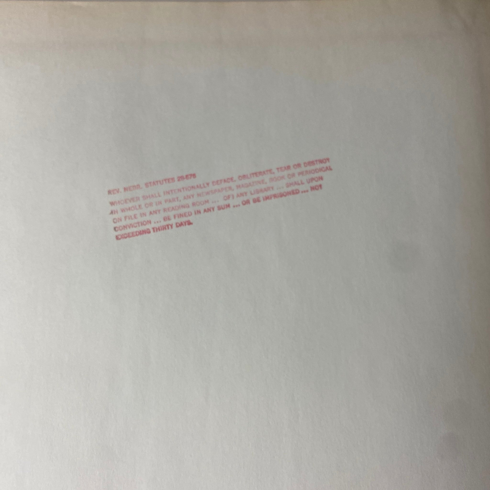 The interior page of The New York Times Library Edition Bound Magazine 1969 July - August, featuring a printed statement regarding property of the Lincoln City Libraries, Lincoln, Nebraska.