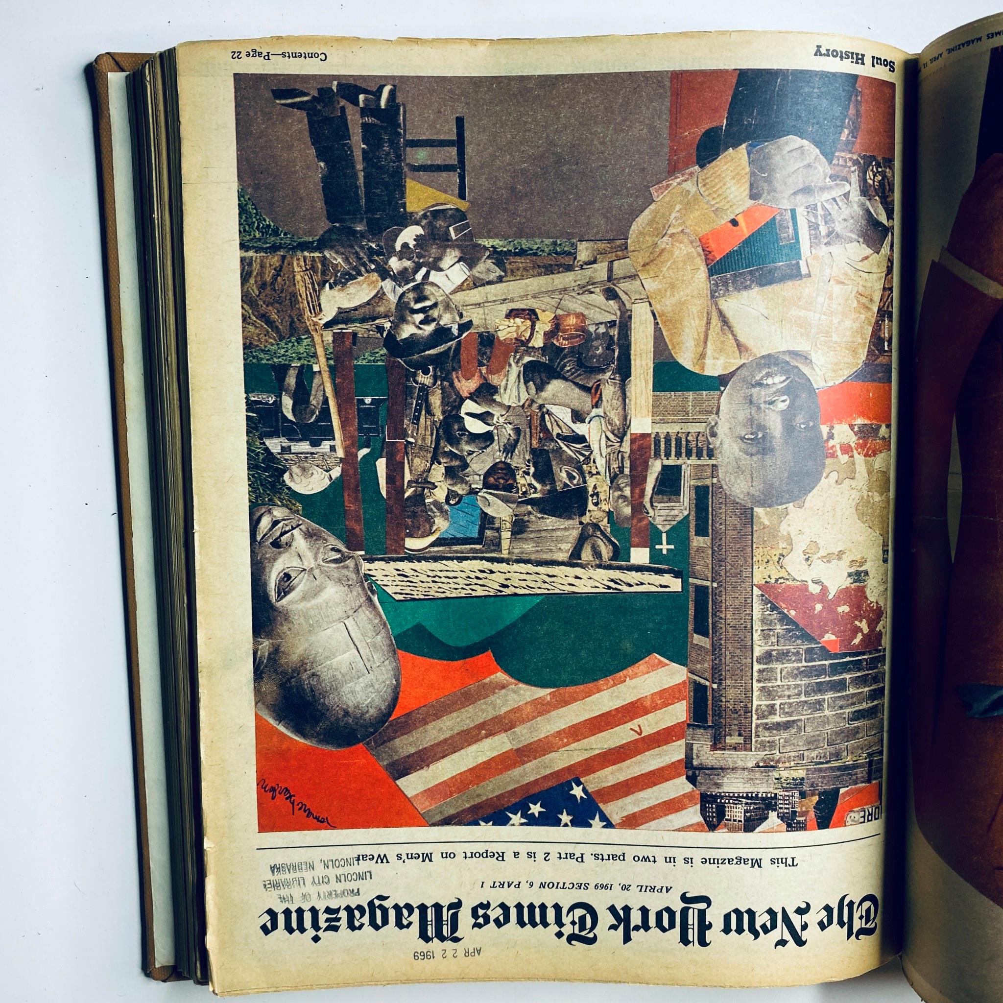 Interior page of The New York Times Magazine covering a collage on South African history, featuring diverse imagery and reflections on cultural identity.