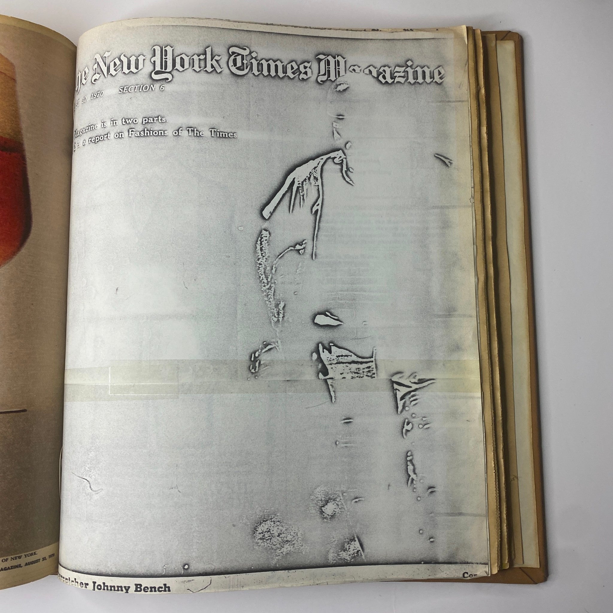 The New York Times Library Bound Magazine July-August 1970 with a blurred and partially faded cover image, indicating wear on the magazine.