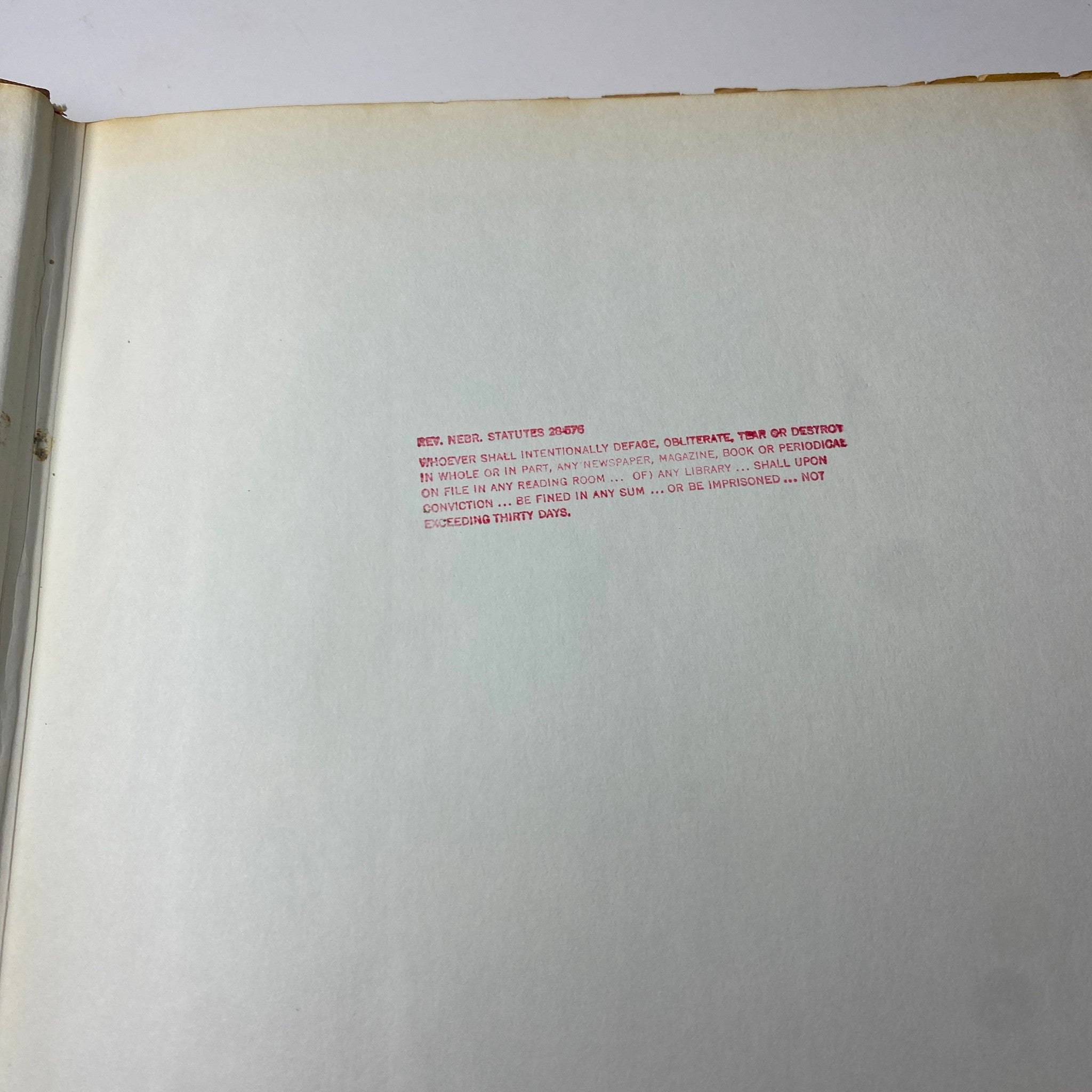 Interior page showing library usage notice in The New York Times Magazine bound edition for September-October 1971, emphasizing library preservation laws.