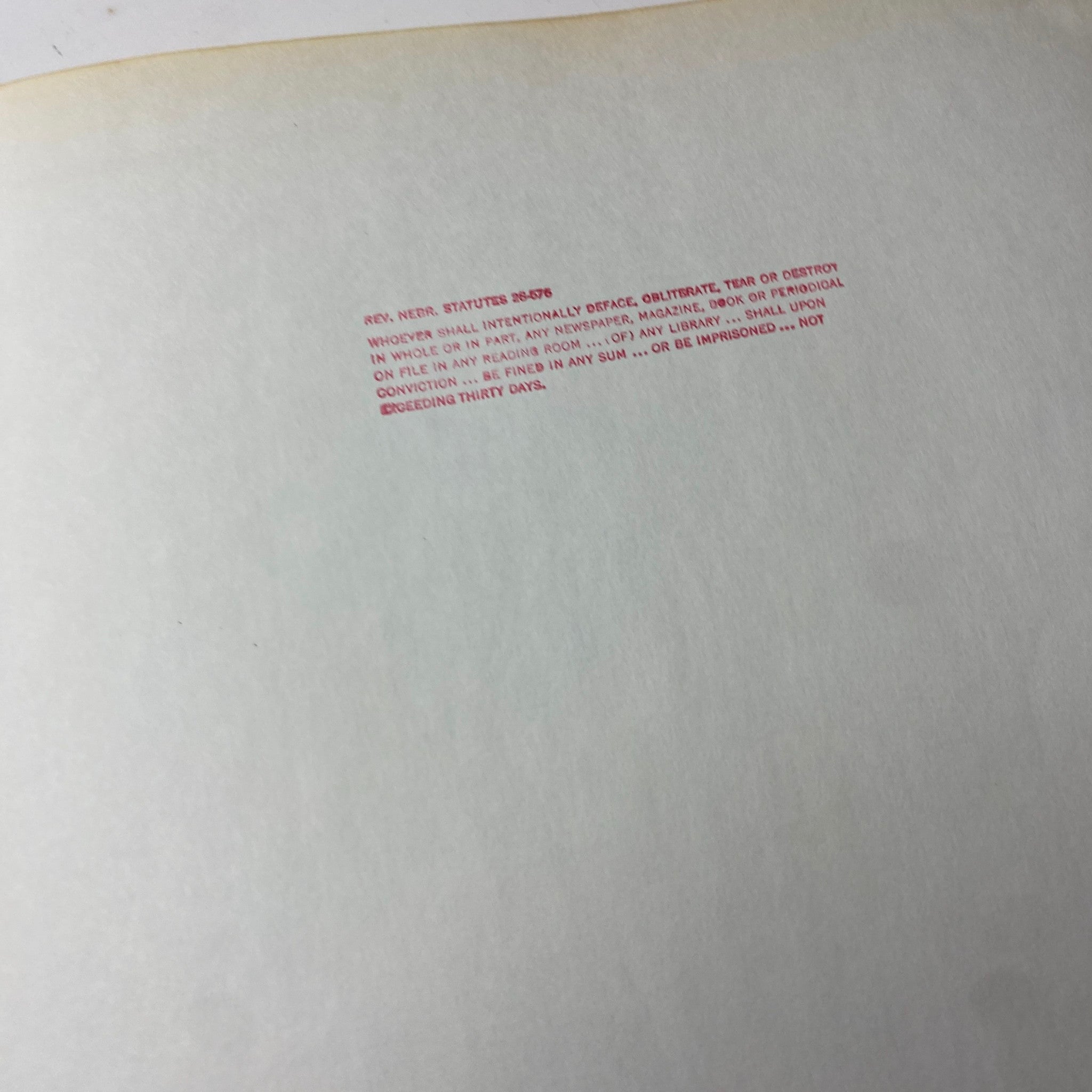 The New York Times Library Edition Bound Magazine 1972 January - February, featuring a library stamp on the interior page warning against defacing property.