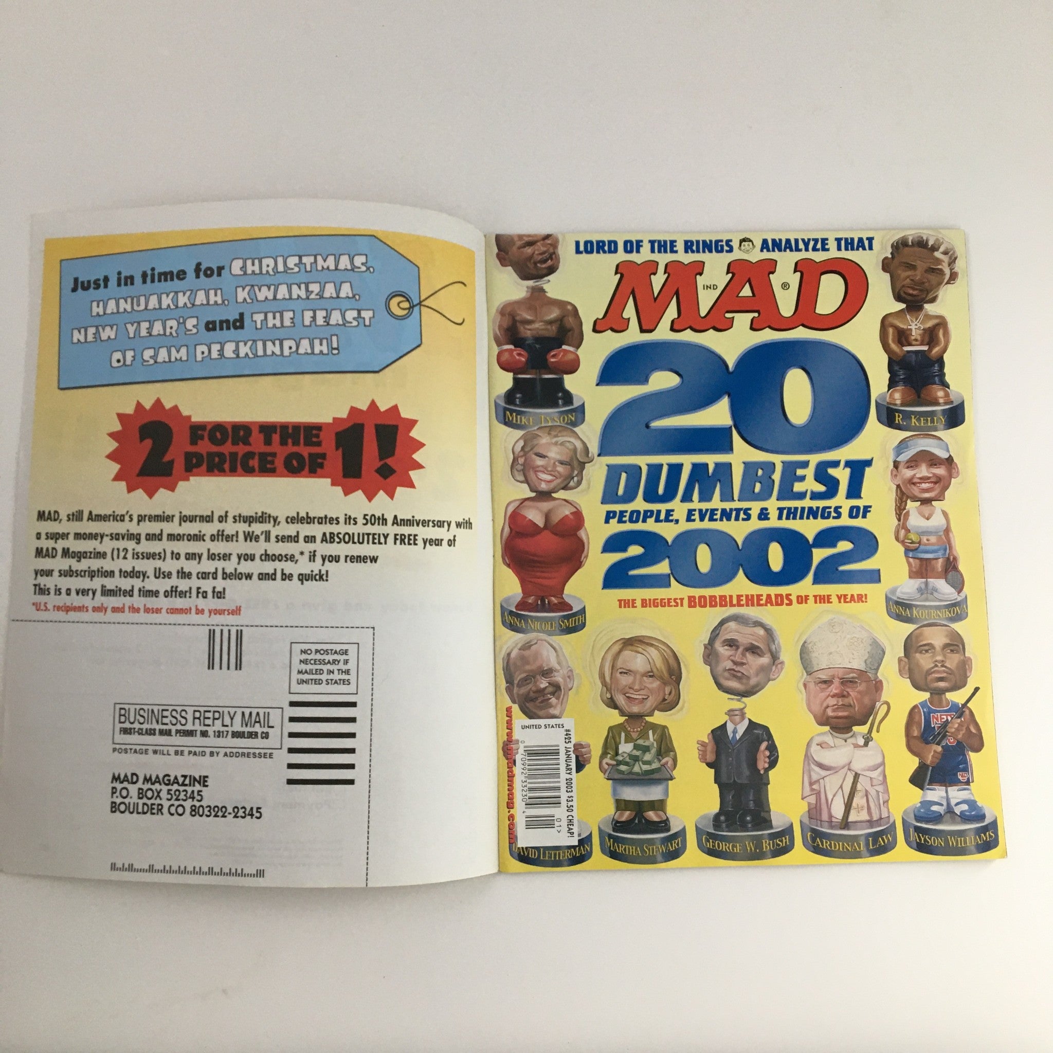 Mad Magazine January 2003 #425 Bobbleheads Very Fine VF 8.0 Subscription Copy