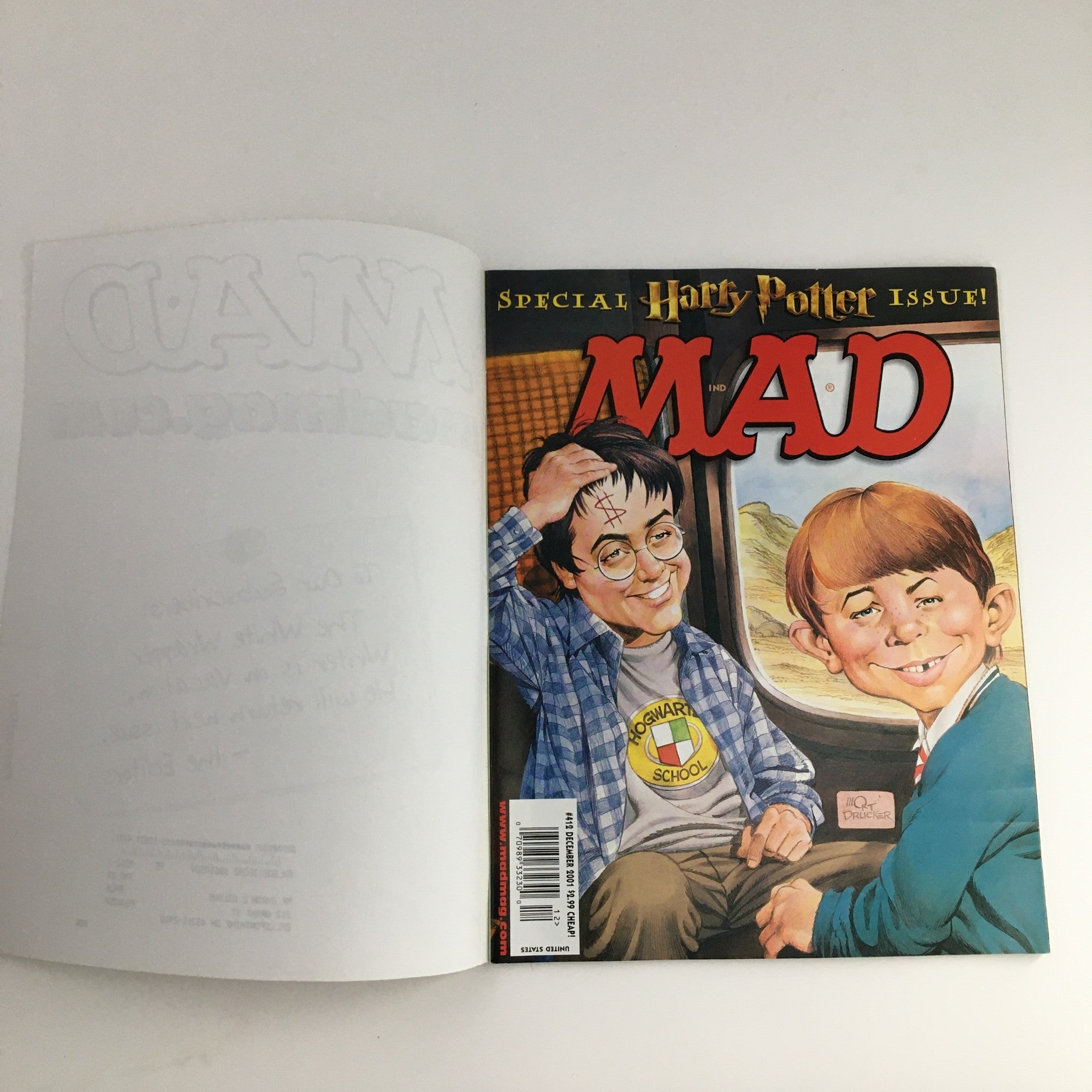 Mad Magazine December 2001 #412 Harry Potter Very Fine VF 8.0 Subscription Copy