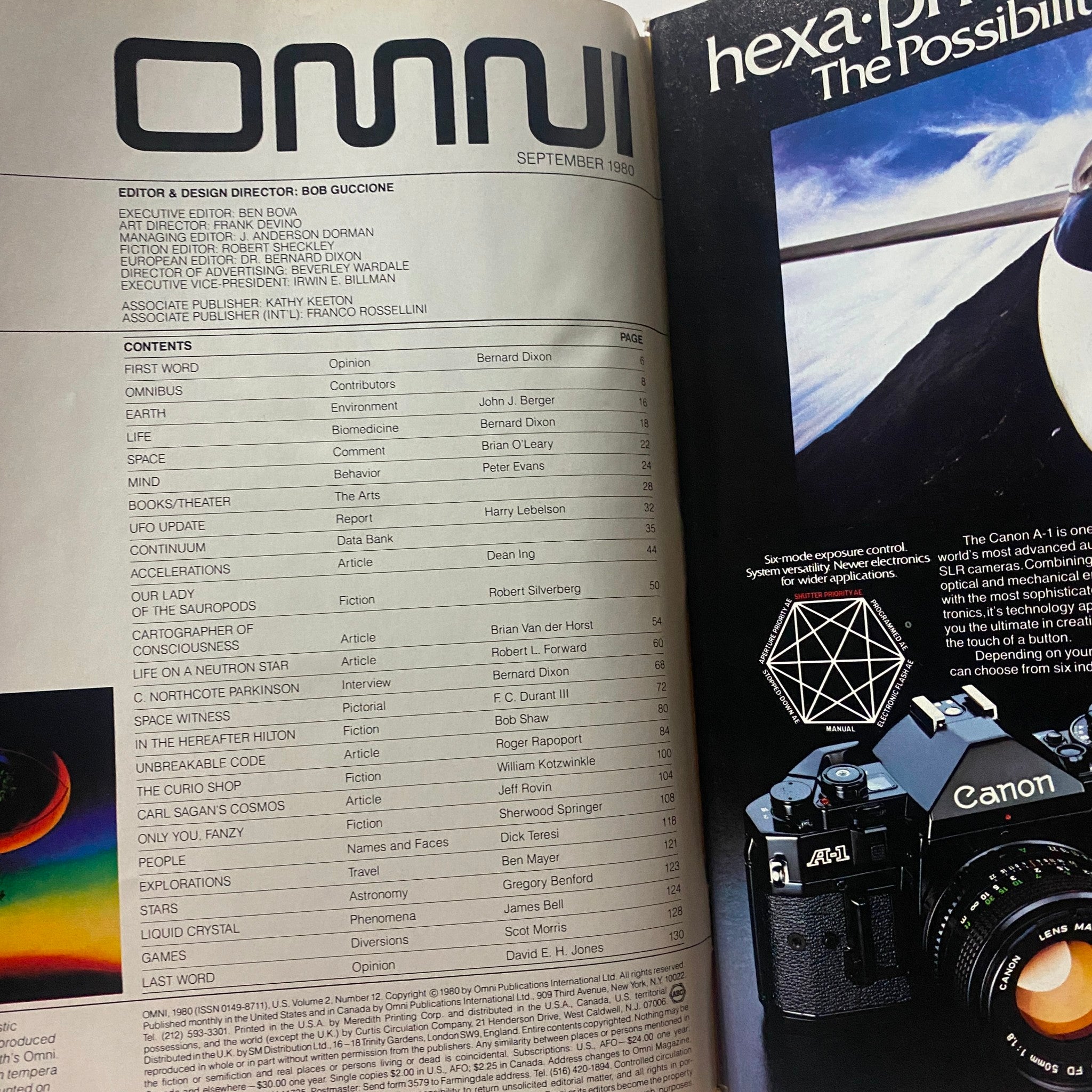 VTG Omni Magazine September 1980 Carl Sagan Tours The Cosmos No Label