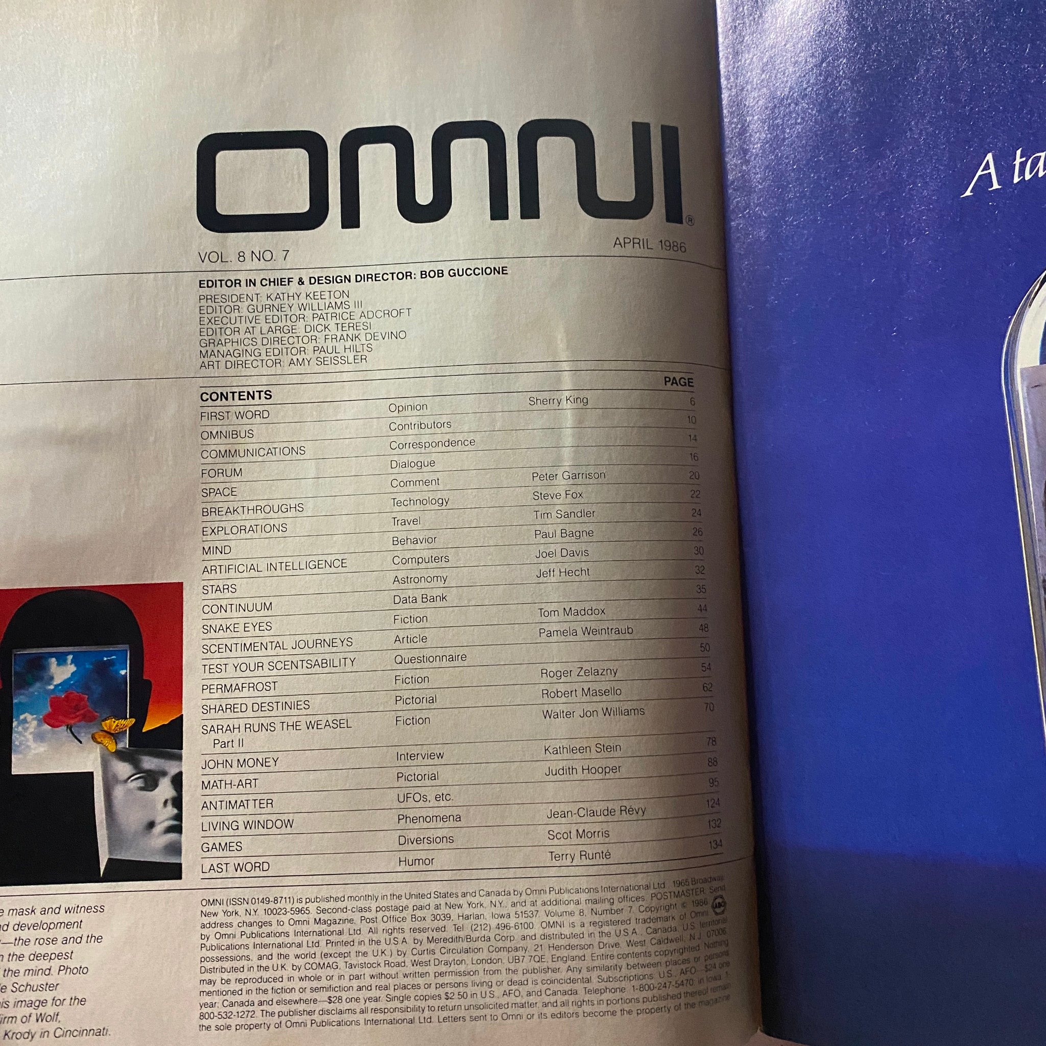 VTG Omni Magazine April 1986 Mood Altering Scents & Love in the 21st Century