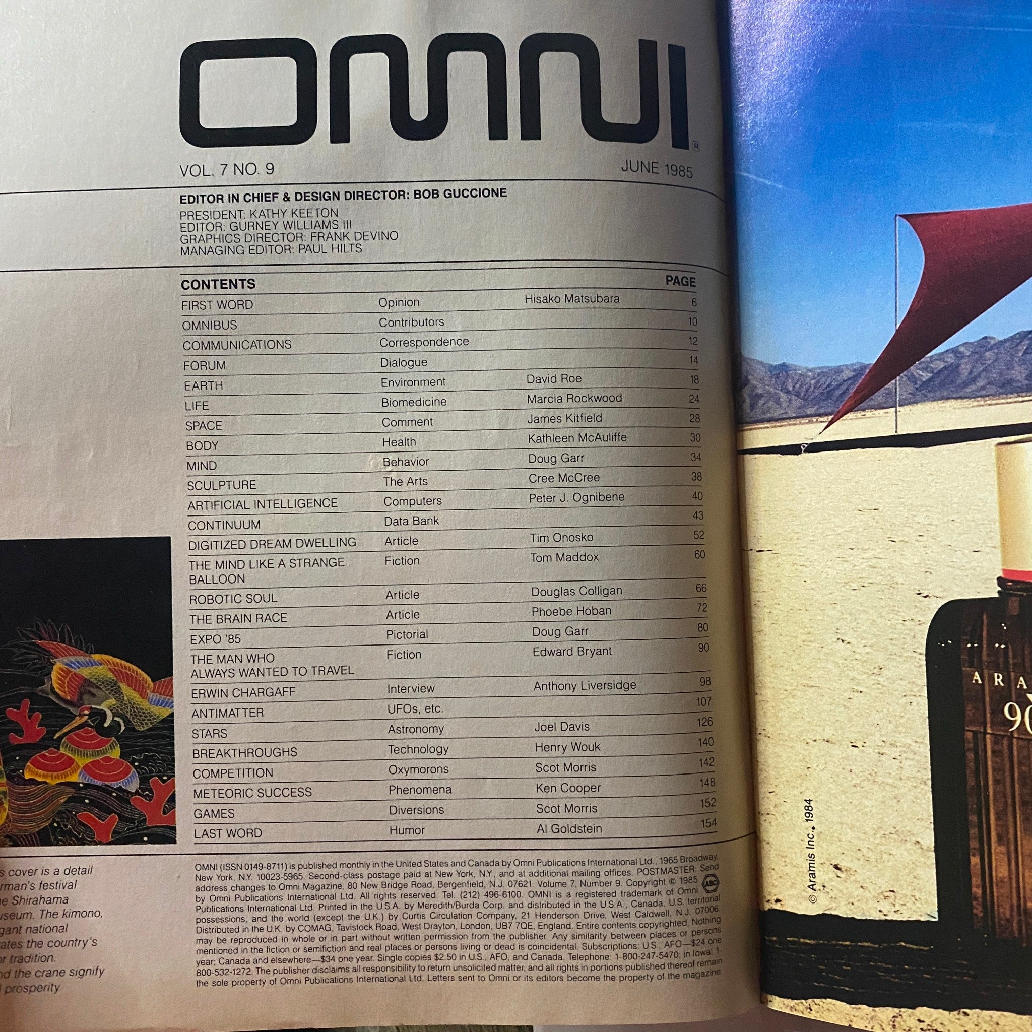 VTG Omni Magazine June 1985 Vol 7 No. 9 Special Edition: Japan 2000