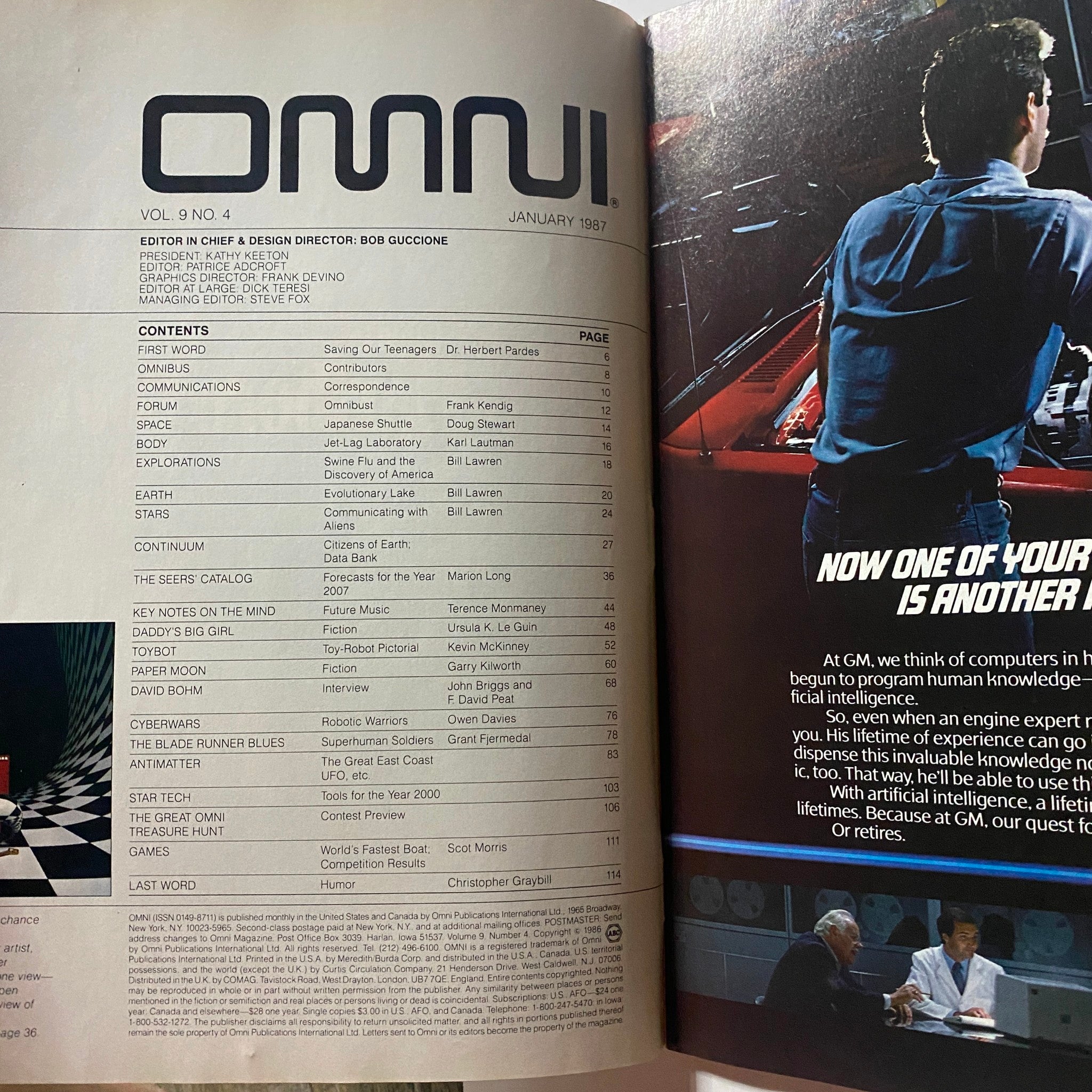 VTG Omni Magazine January 1987 Vol 9 No. 4 14 Great Minds Predict The Future