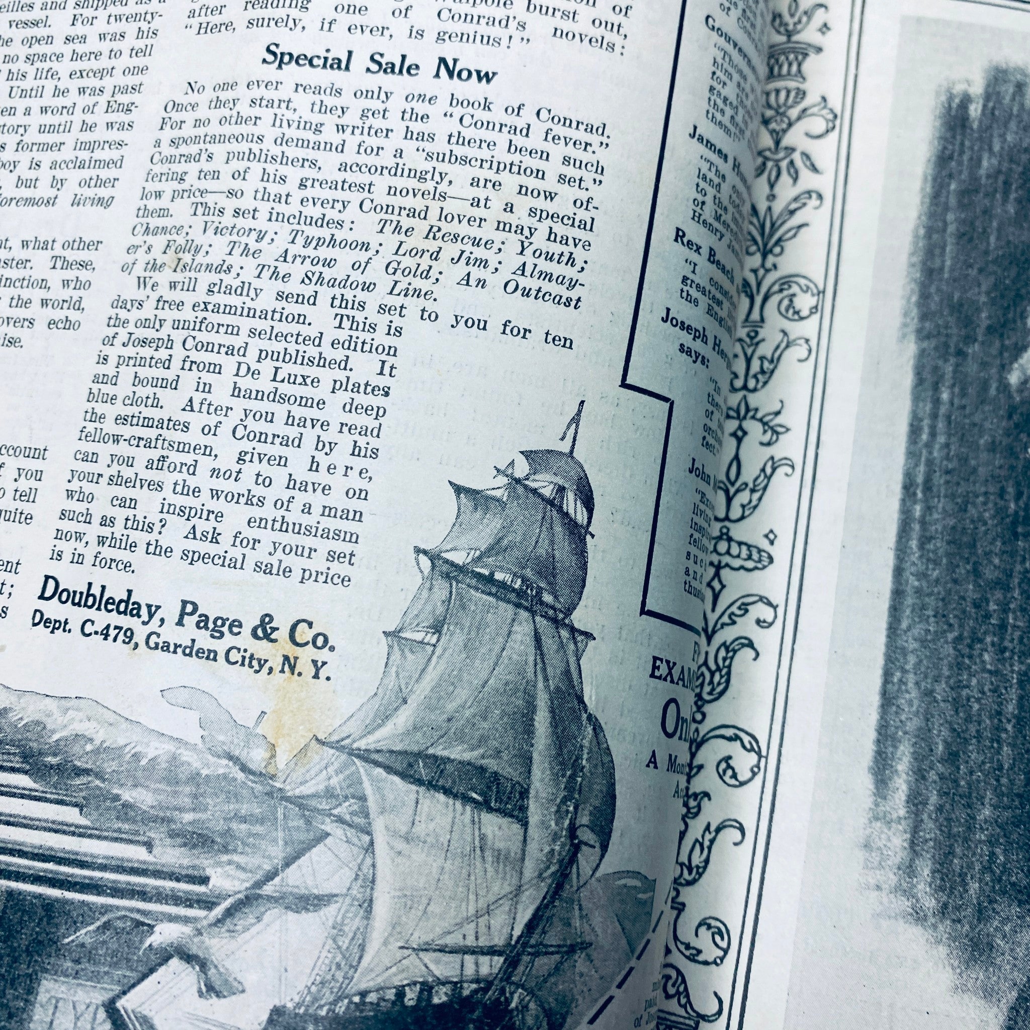 Inside image from Time Magazine, showcasing an advertisement and part of editorial content, from the Time Magazine Bound Weekly covering September to December 1923.