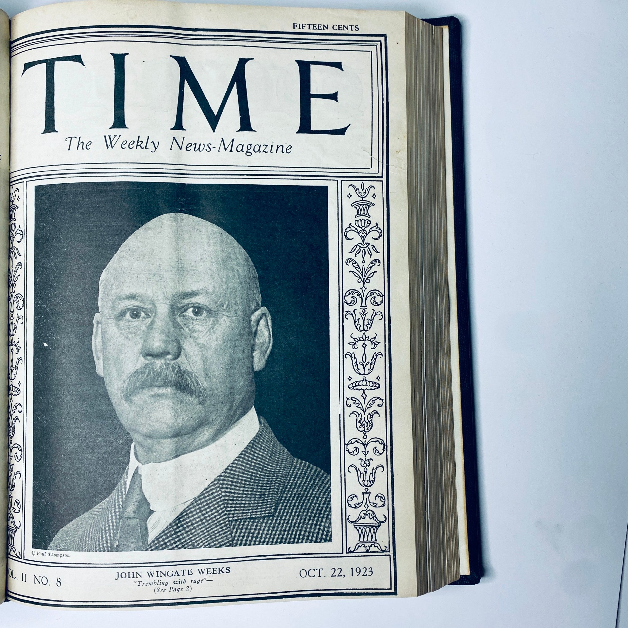 Cover page of Time Magazine from October 22, 1923, displaying John Wingate Weeks, as seen in the Time Magazine Bound Weekly 1923 edition.
