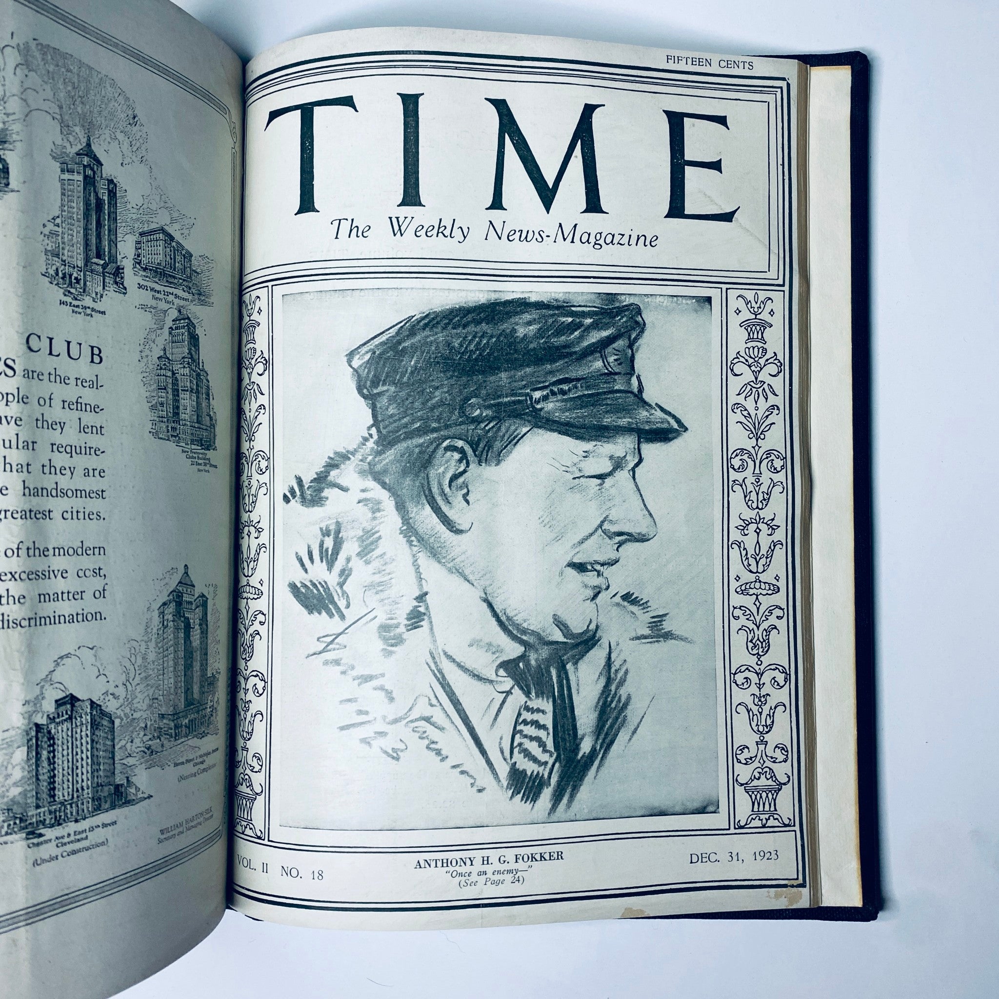 Cover page of Time Magazine from December 31, 1923, featuring Anthony H. G. Fokker, a key figure in aviation, included in the Time Magazine Bound Weekly collection from September to December 1923.