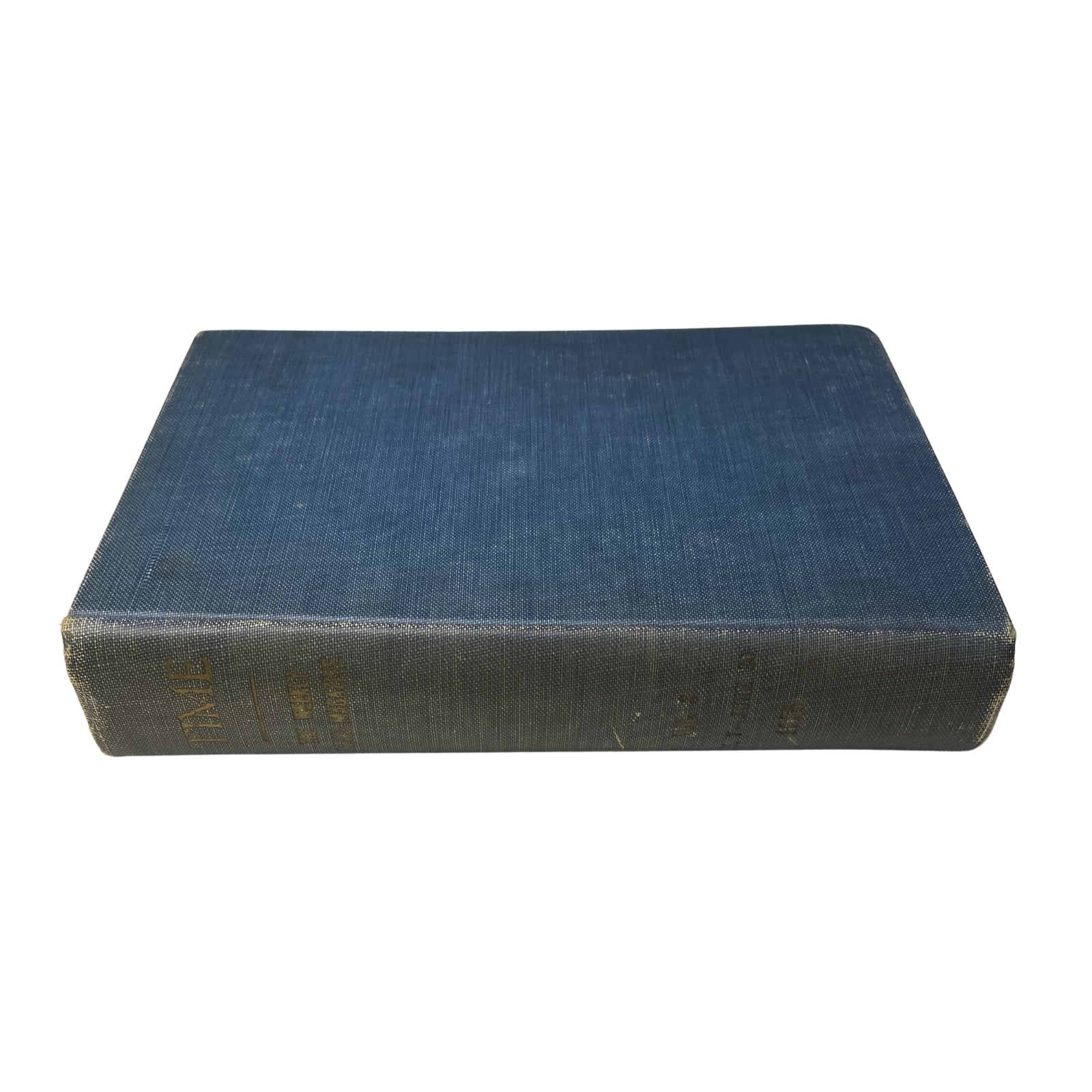 Side view of the Time Magazine Bound Weekly 1924 January - June, showcasing its blue fabric cover and spine.