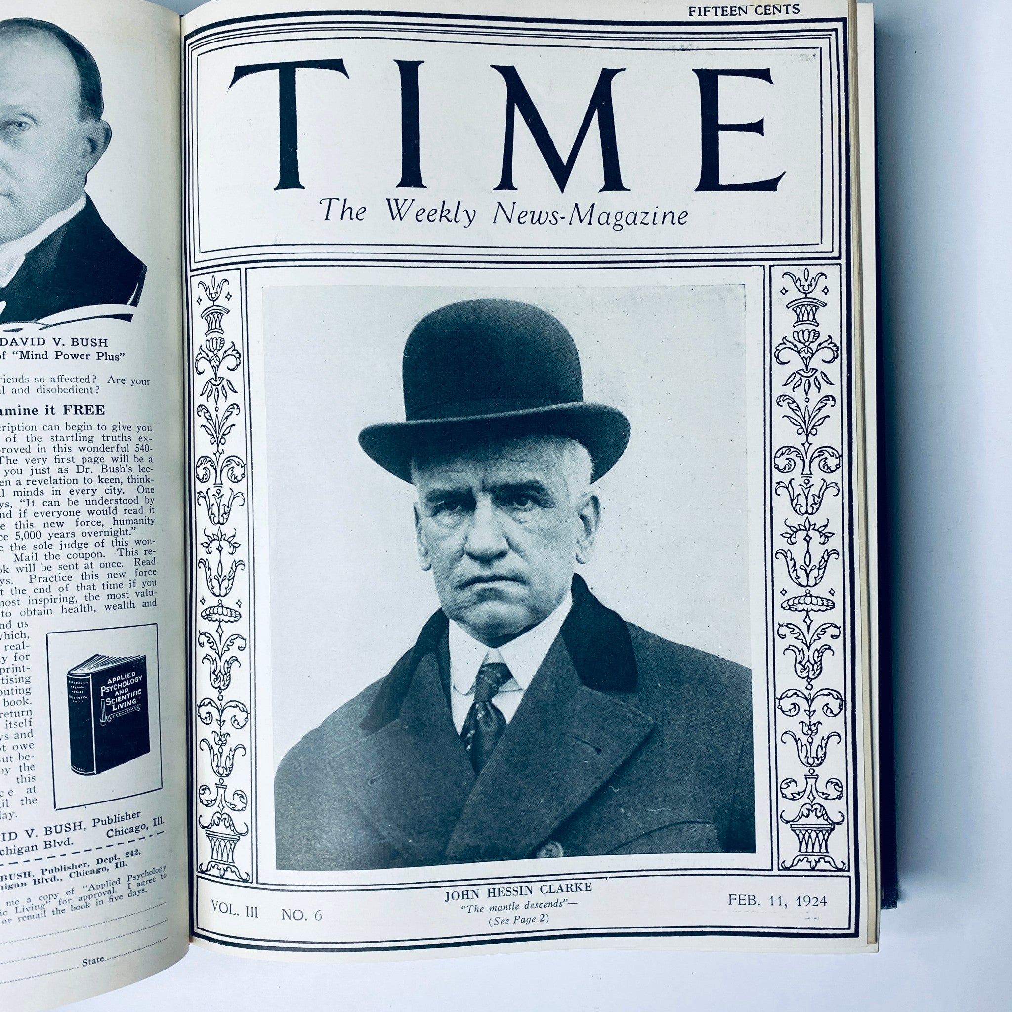 Cover of Time Magazine dated February 11, 1924, showcasing John Hessin Clarke, included in the Time Magazine Bound Weekly 1924 January - June volume.