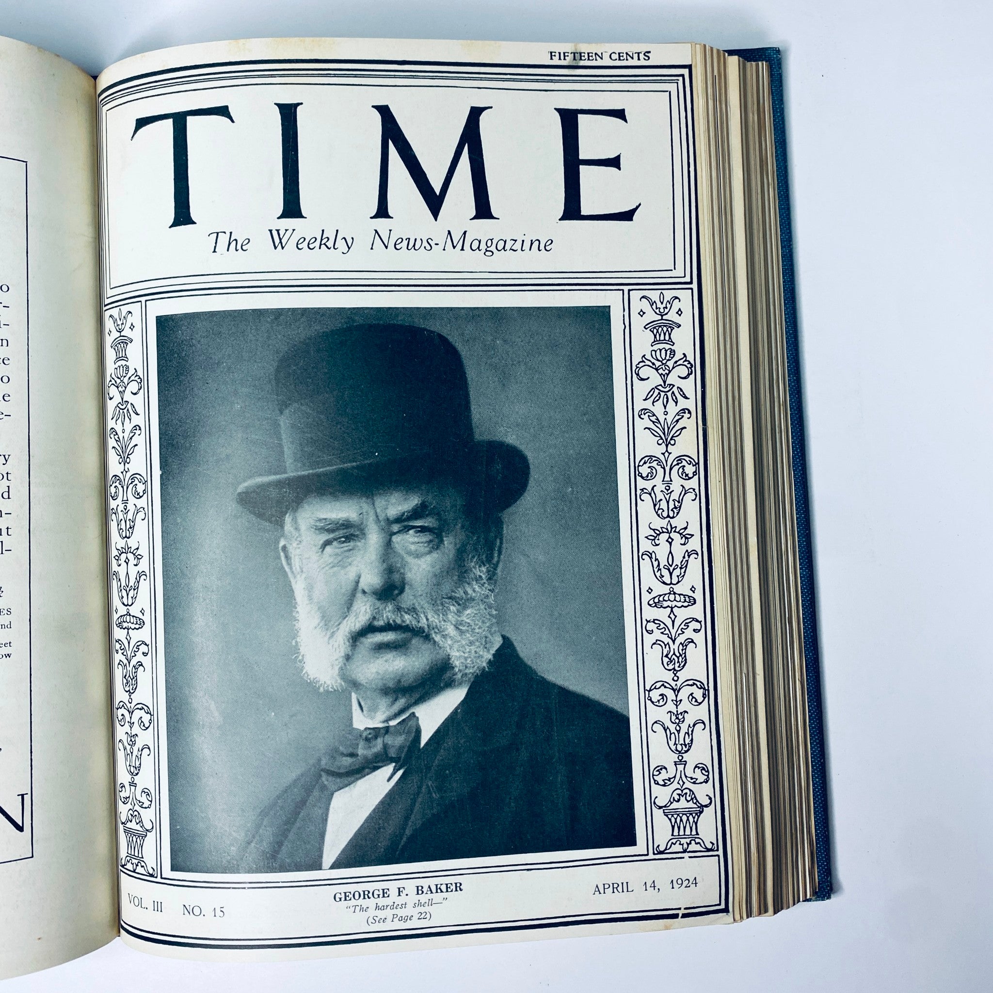 Cover of Time Magazine from April 14, 1924, featuring George F. Baker, a notable character from the time, from the Time Magazine Bound Weekly 1924 January - June series.