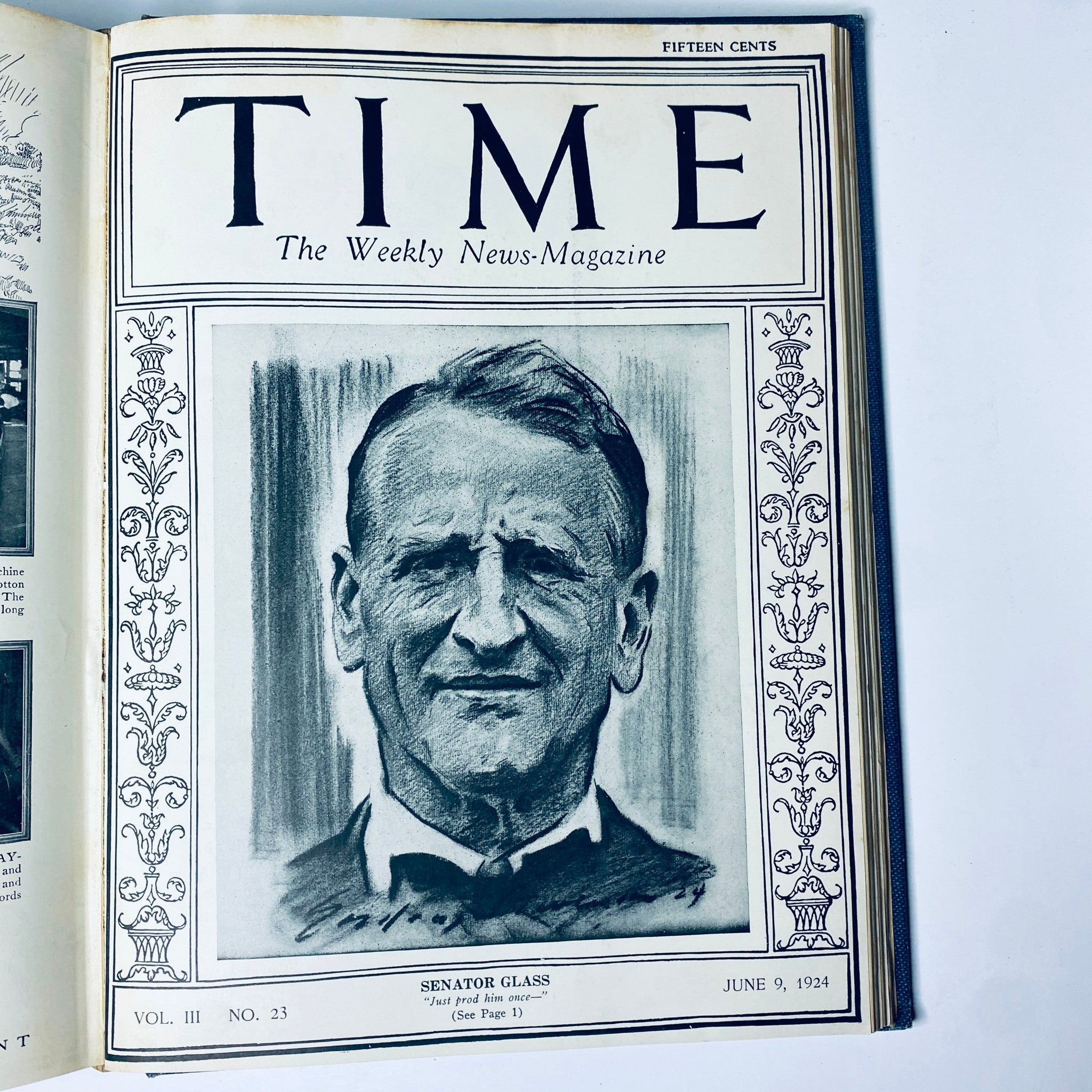 Cover of Time Magazine featuring Senator Glass, dated June 9, 1924, from the Time Bound Weekly magazine collection for January to June 1924.