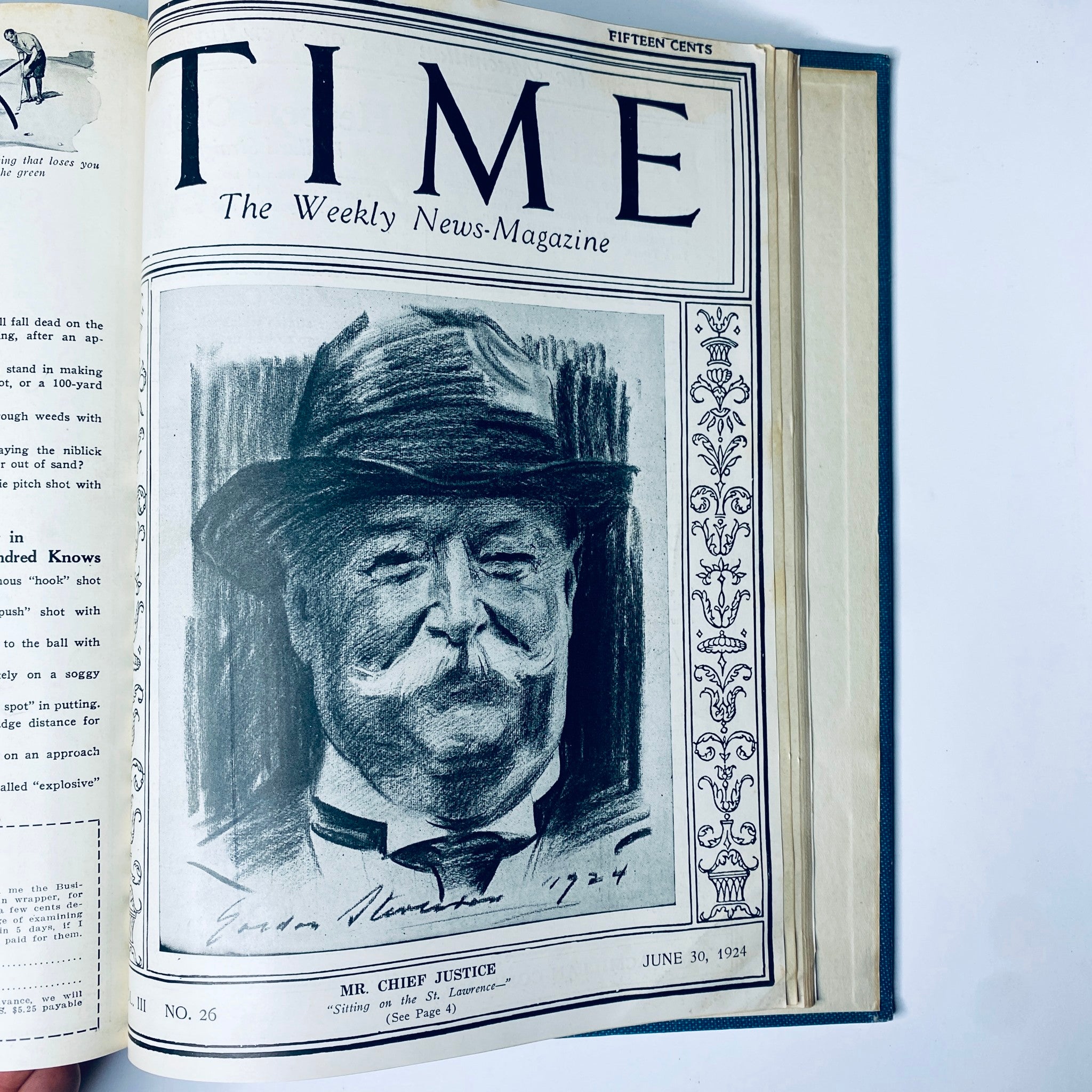 Cover of Time Magazine featuring Mr. Chief Justice, dated June 30, 1924, included in the Time Bound Weekly magazine collection for January to June 1924.