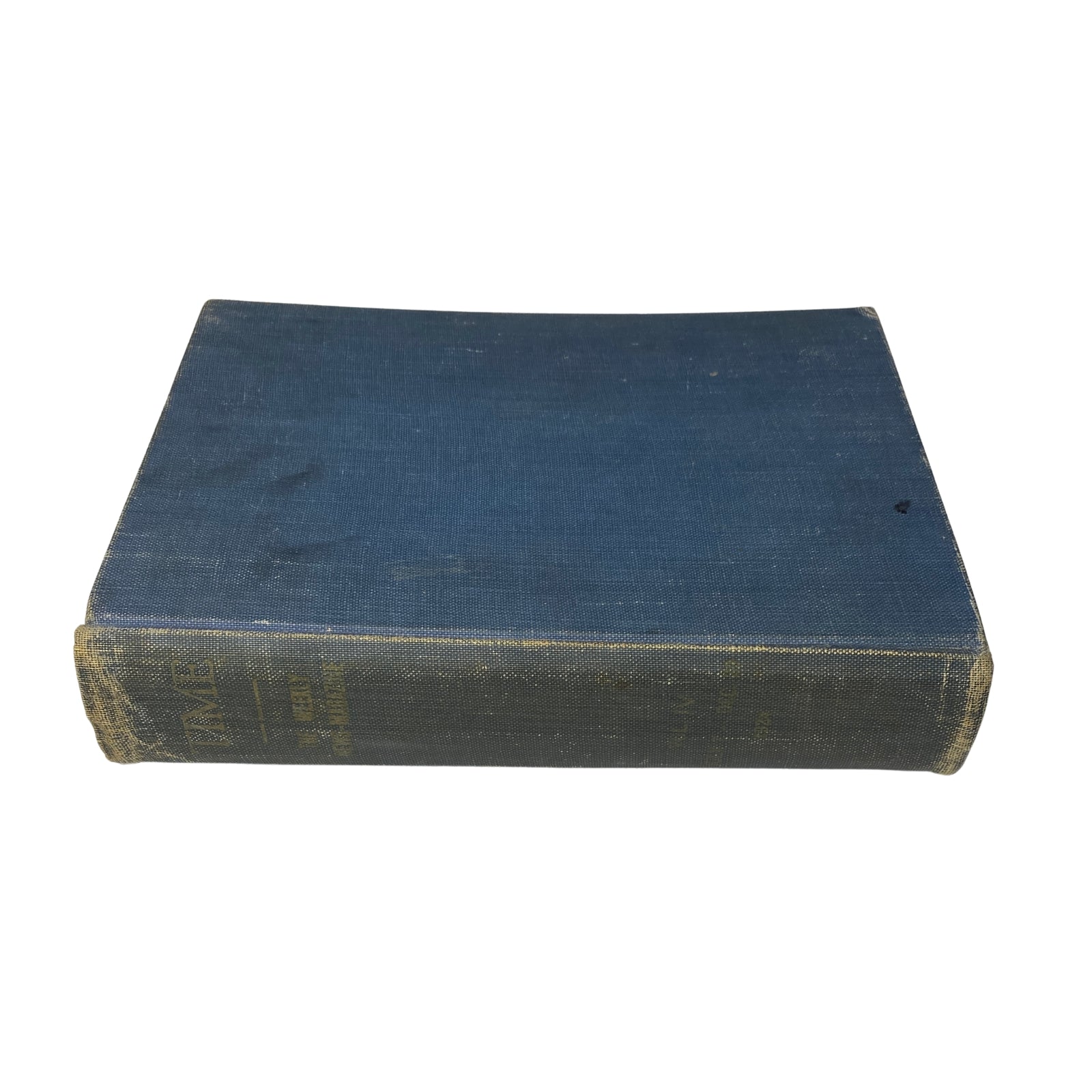 Spine of the Time Magazine Bound Weekly July to December 1924, revealing the title and details of the publication, highlighting its preservation wear.