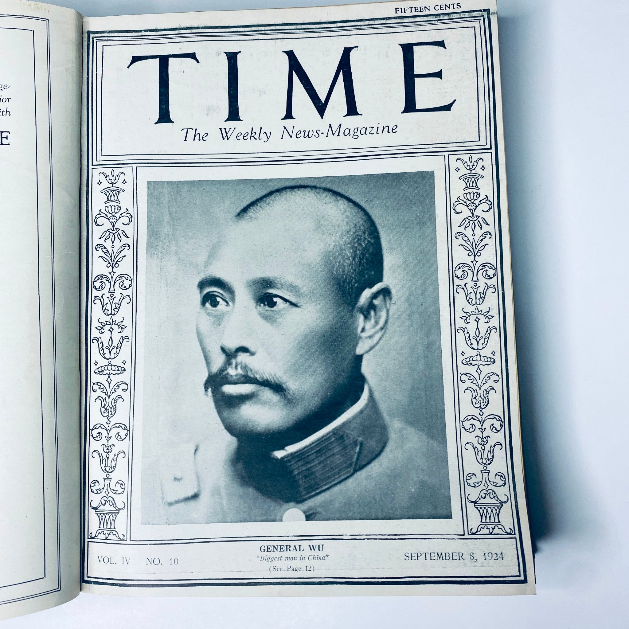 Time Magazine cover featuring General Wu, dated September 8, 1924, from the bounded volume July to December 1924.