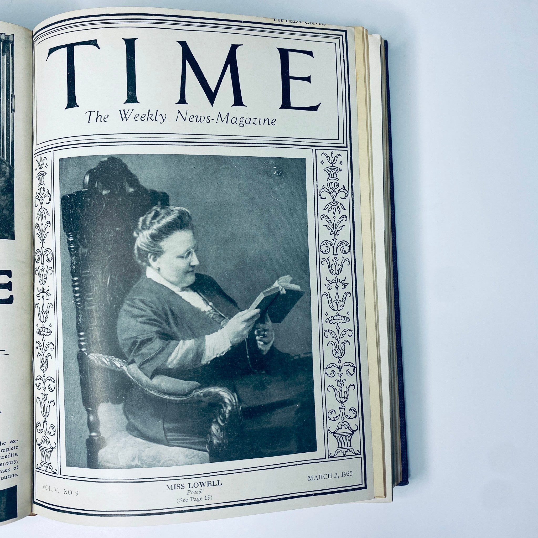 Cover of Time Magazine featuring Miss Lowell, from the Time Magazine Bound Weekly January to June 1925, presenting important figures of the Roaring Twenties.