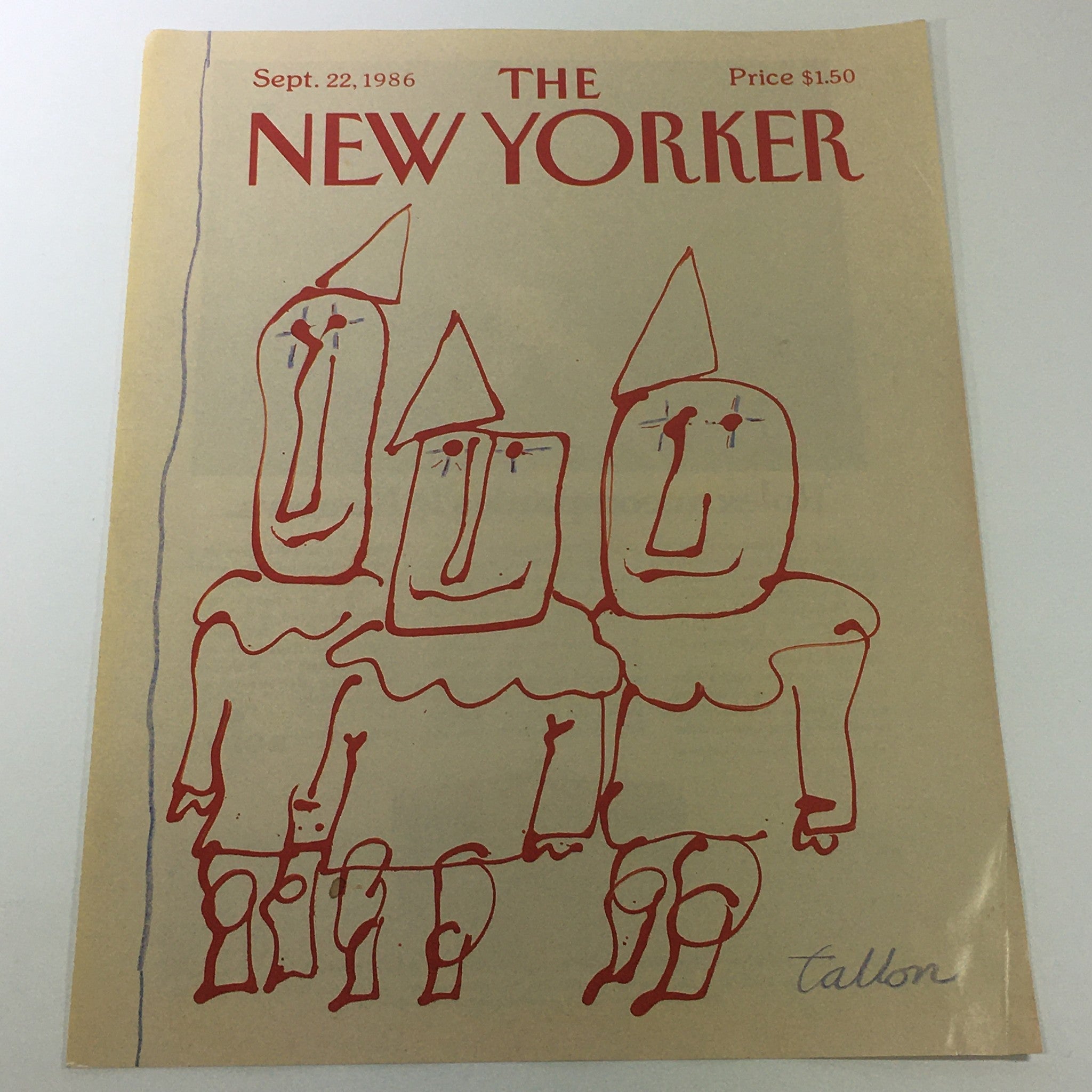 COVER ONLY - The New Yorker Magazine September 22 1986 - Robert Tallon