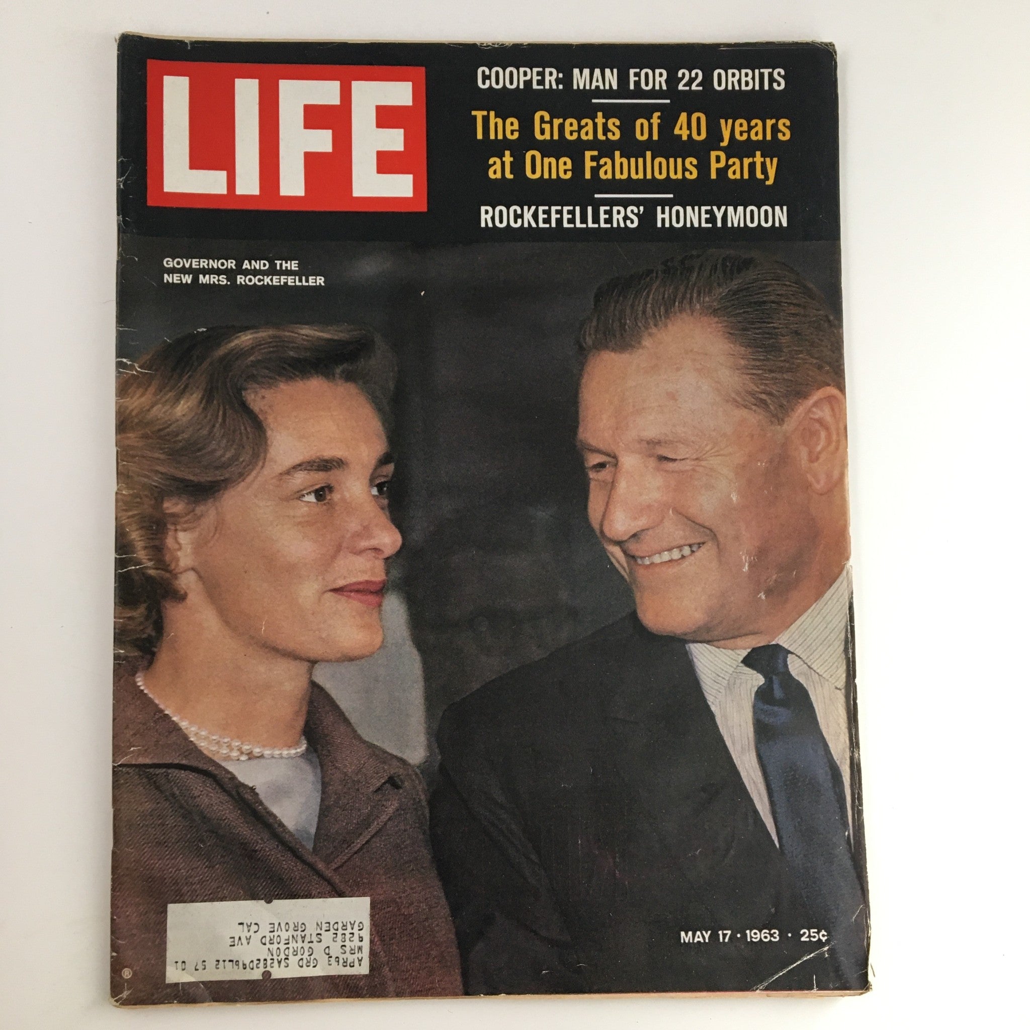 Cover of Life Magazine, May 17, 1963, featuring Governor Nelson Rockefeller and Happy Rockefeller