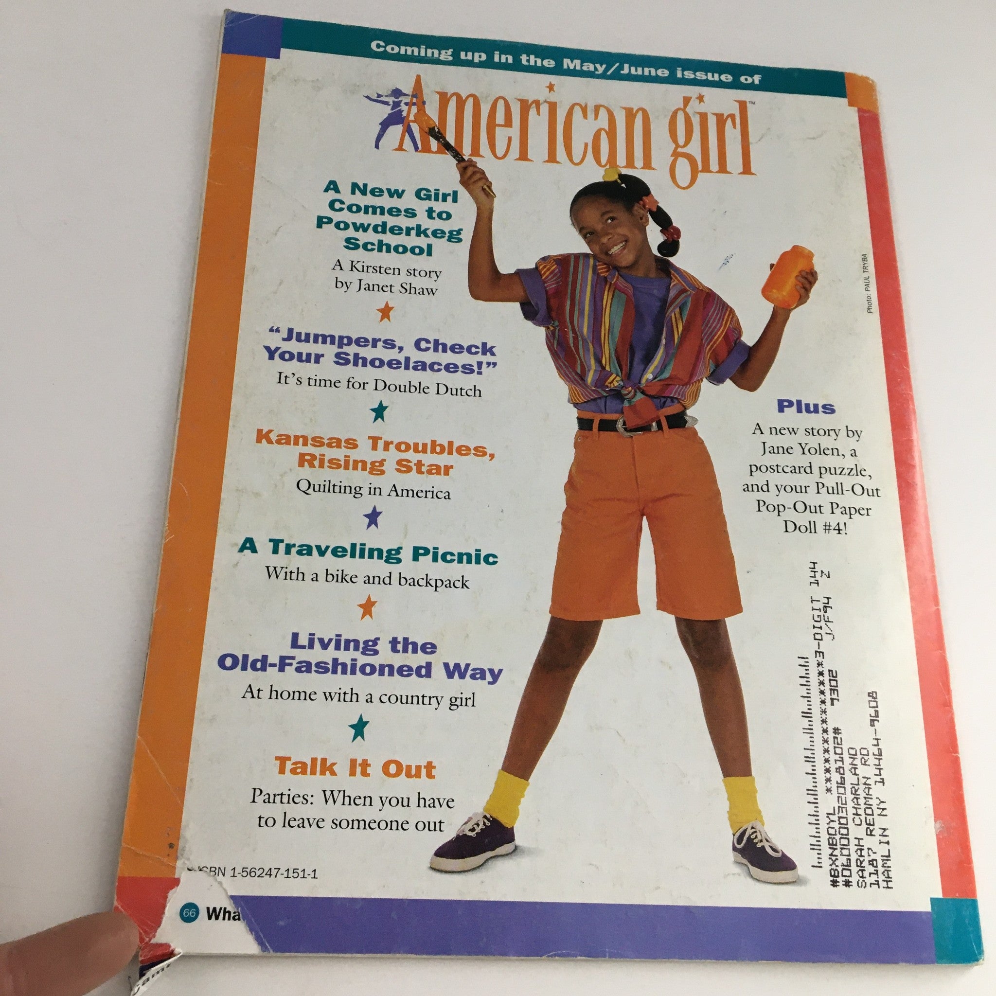 American Girl Magazine March 1993 Alexandra Forsythe, Animal Issue, w Cutouts