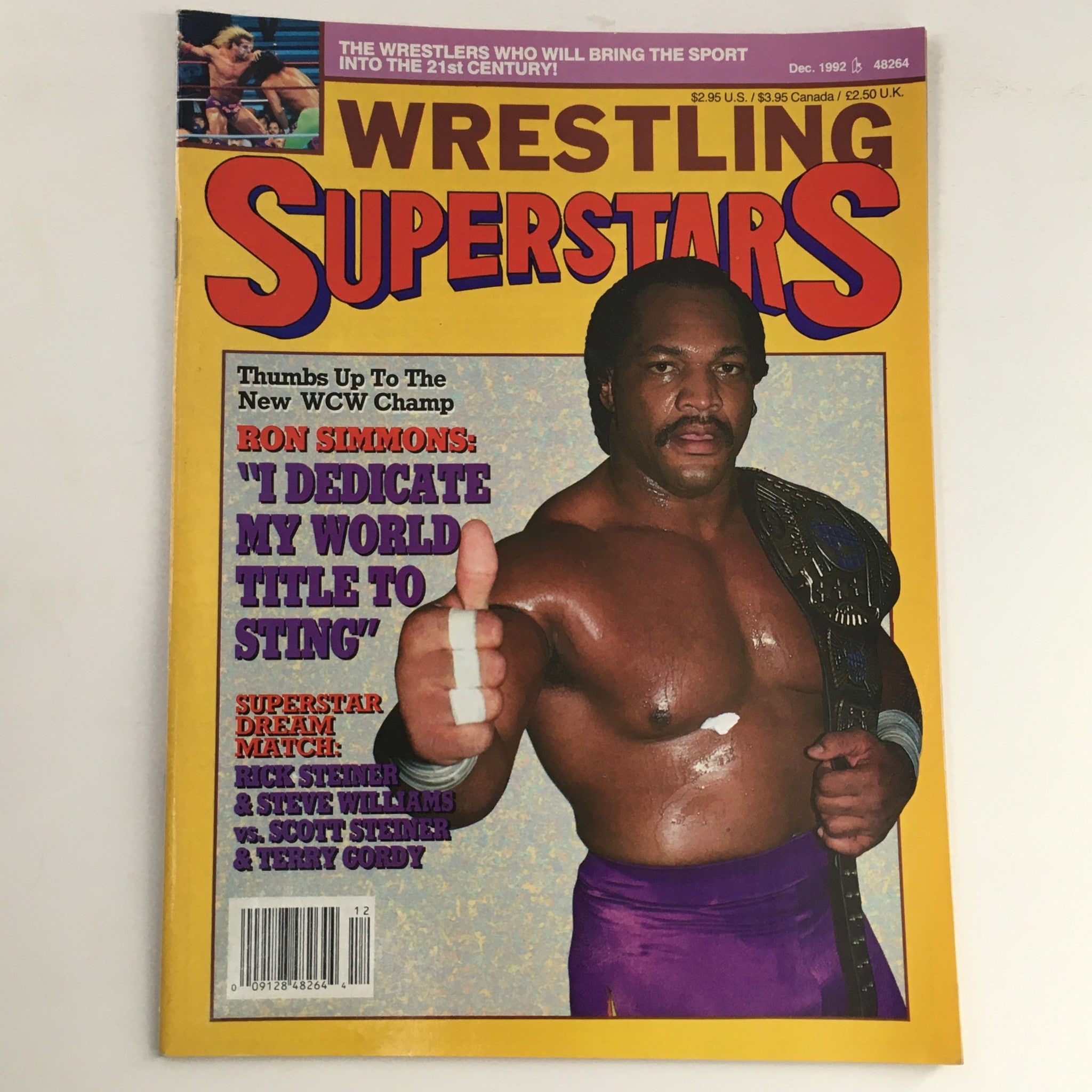 Wrestling Superstars Magazine December 1992 Ron Simmons World Title, No Label VG