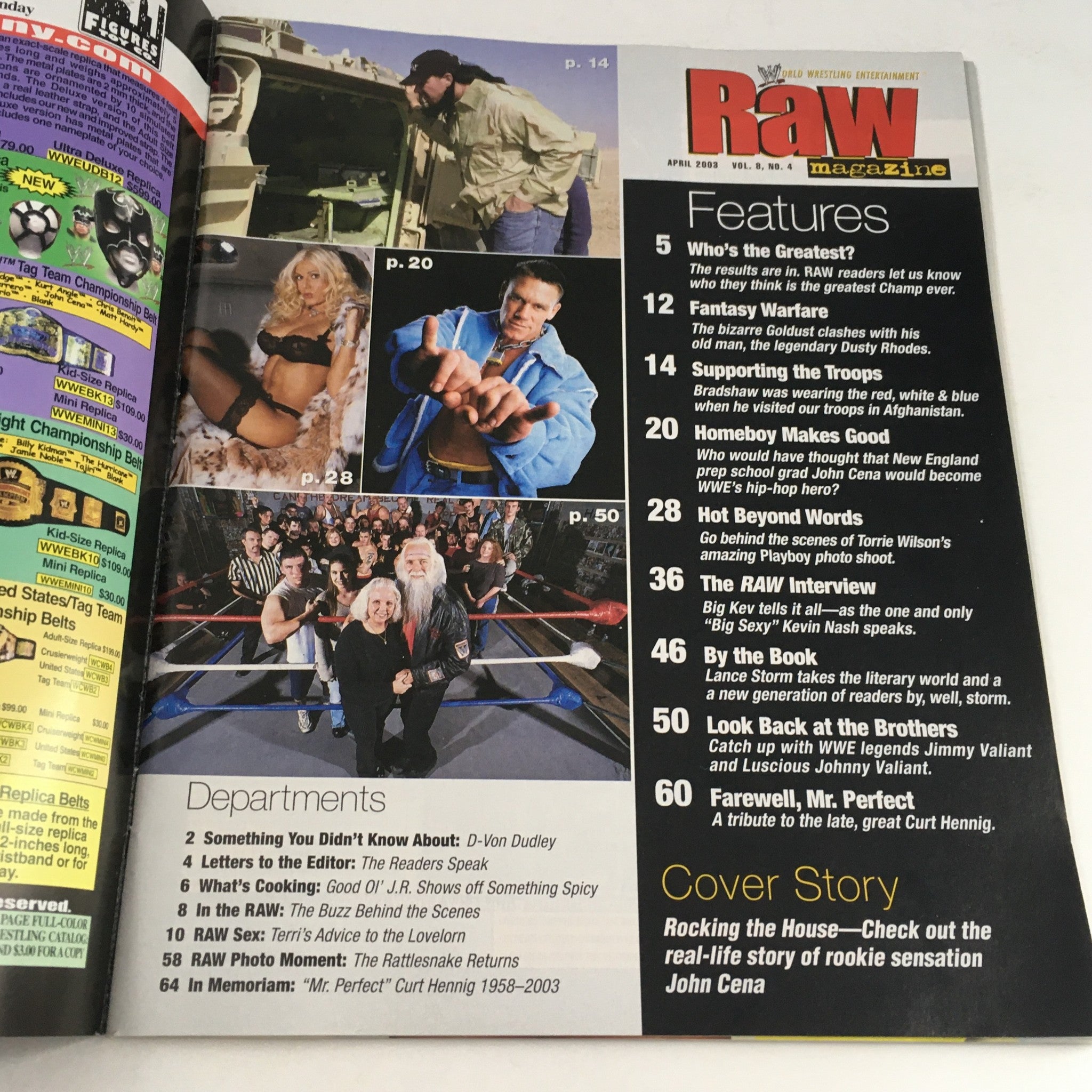 WWE Raw Magazine April 2003 John Cena, Torrie Wilson & Dusty Rhodes, No Label