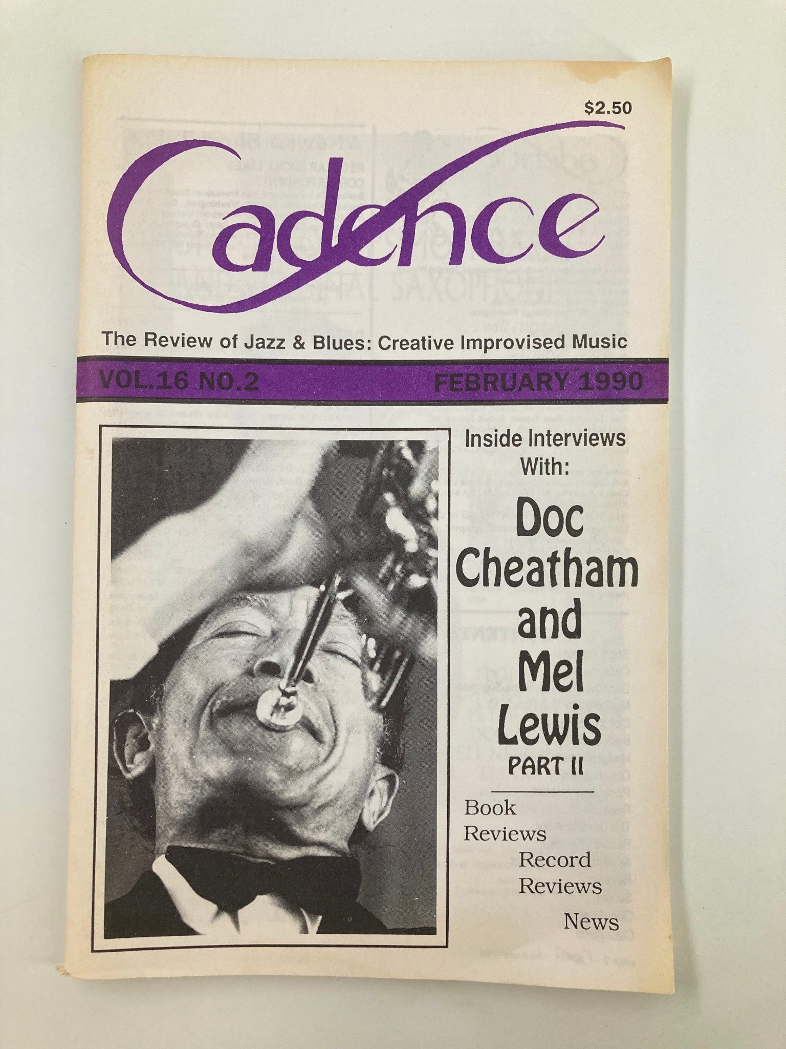 Cadence Jazz Magazine February 1990 Vol 16 #2 Doc Cheatham and Mel Lewis Part II