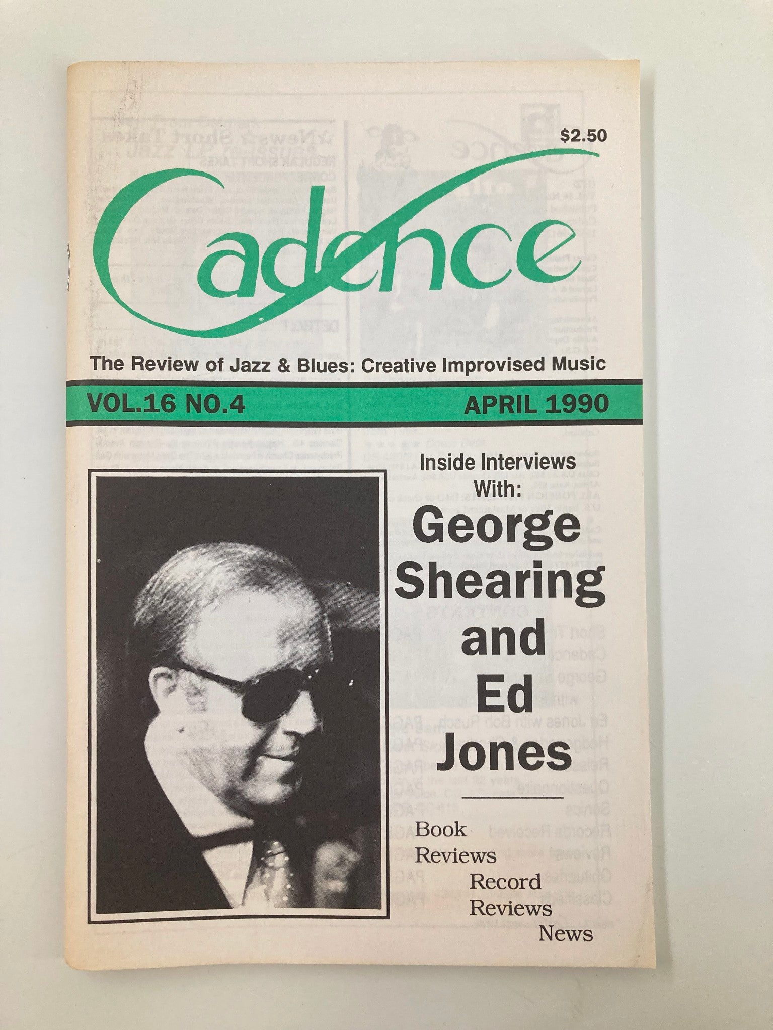 Cadence Jazz Magazine April 1990 Vol 16 #4 George Shearing and Ed Jones