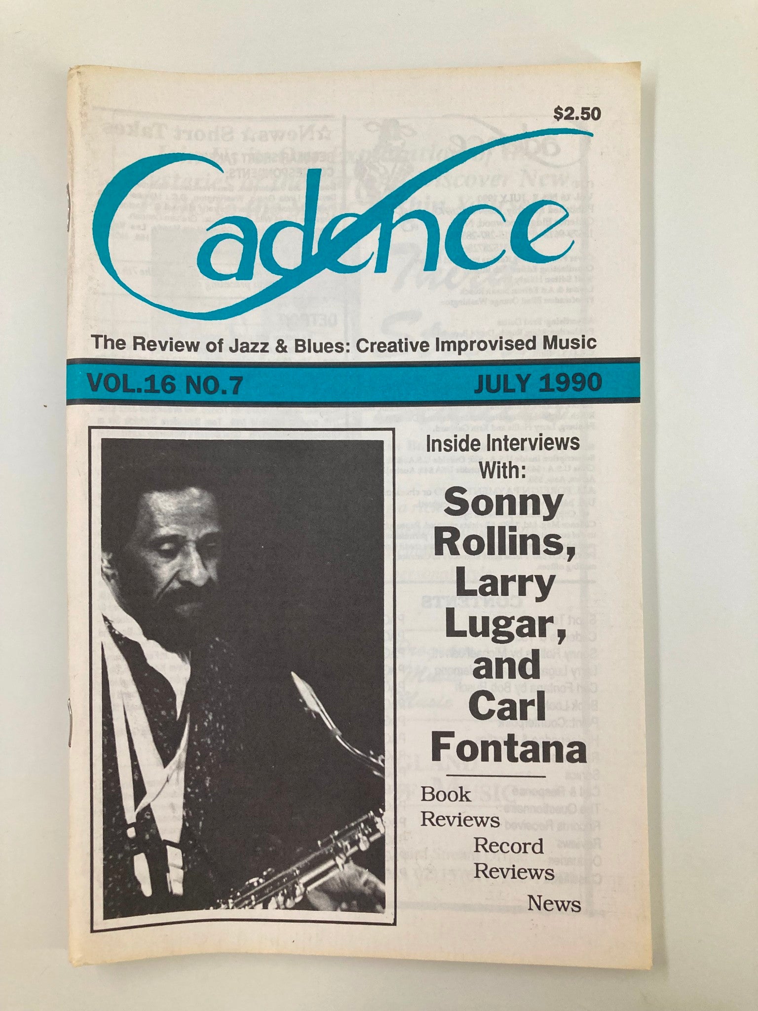 Cadence Jazz Magazine July 1990 Vol 16 #7 Sonny Rollins and Larry Lugar