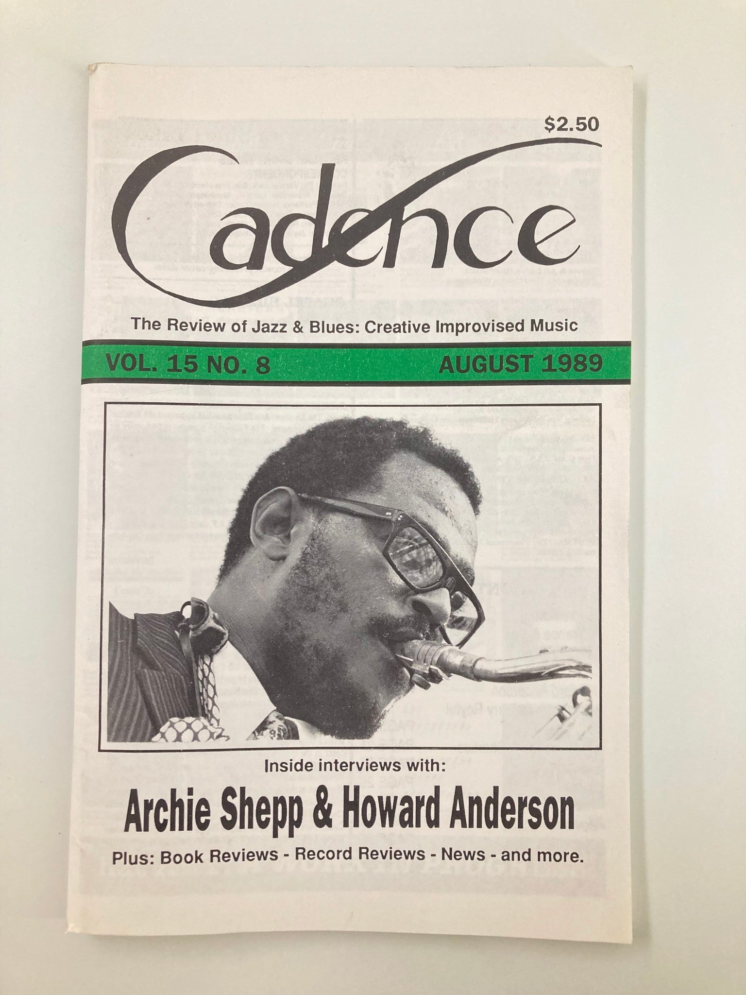 VTG Cadence Jazz Magazine August 1989 Vol 15 #8 Archie Shepp and Howard Anderson