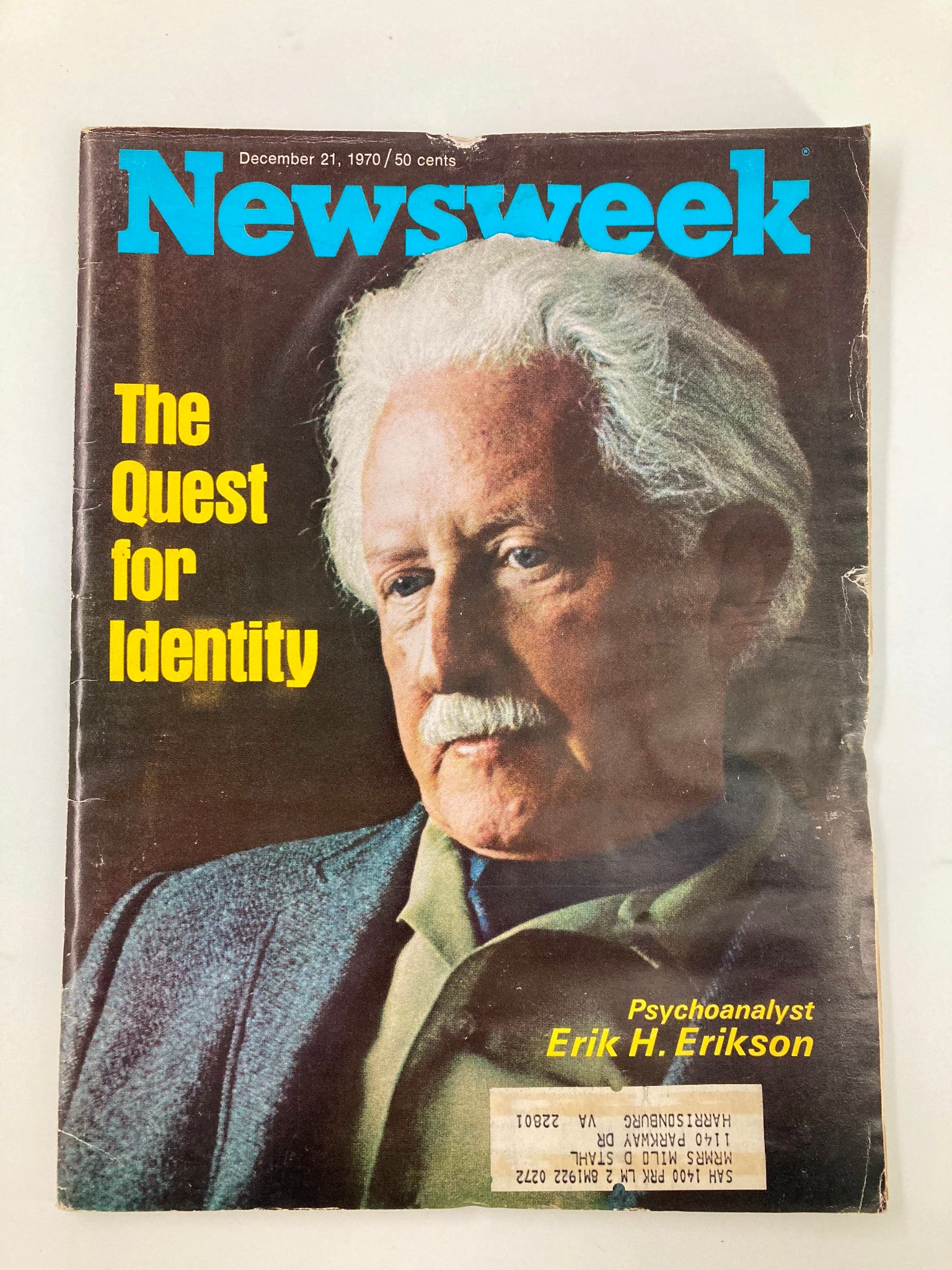 VTG Newsweek Magazine December 21 1970 Erik H. Erikson The Quest for Identity