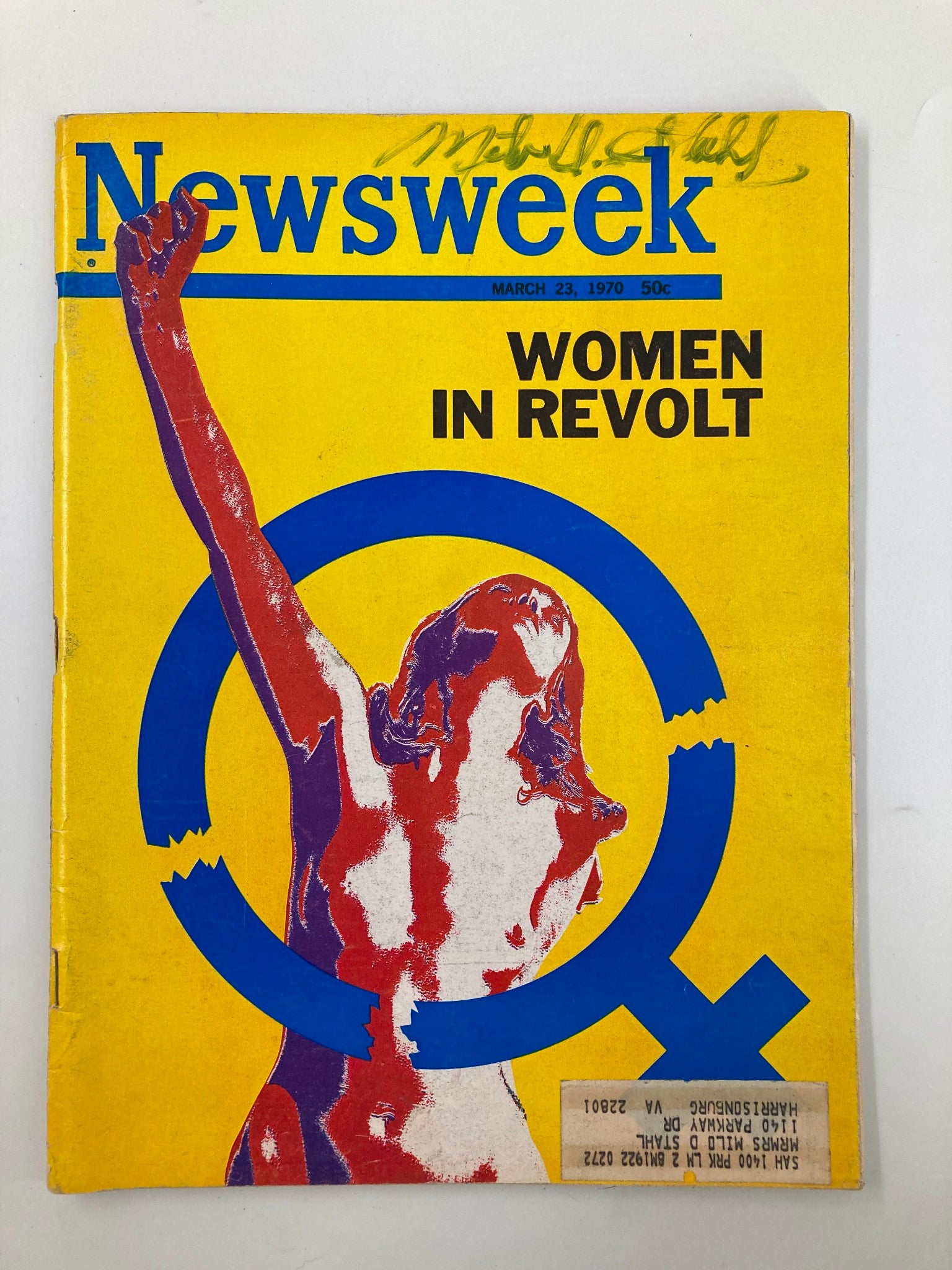 VTG Newsweek Magazine March 23 1970 cover featuring 'Women in Revolt: The Inside Story' with vibrant artwork and historical significance.