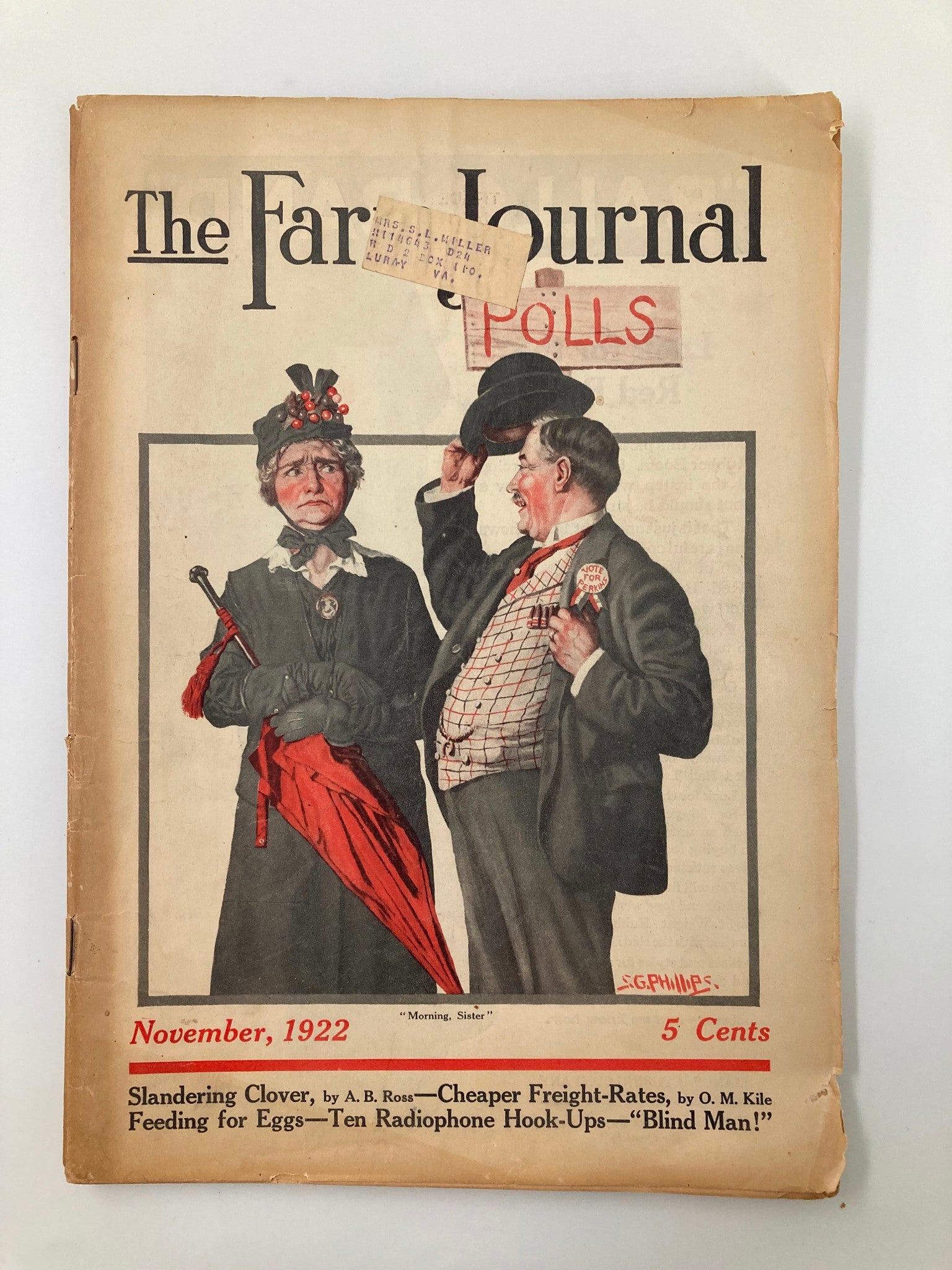 VTG The Farm Journal Magazine November 1922 The Radiophone Hook-Ups