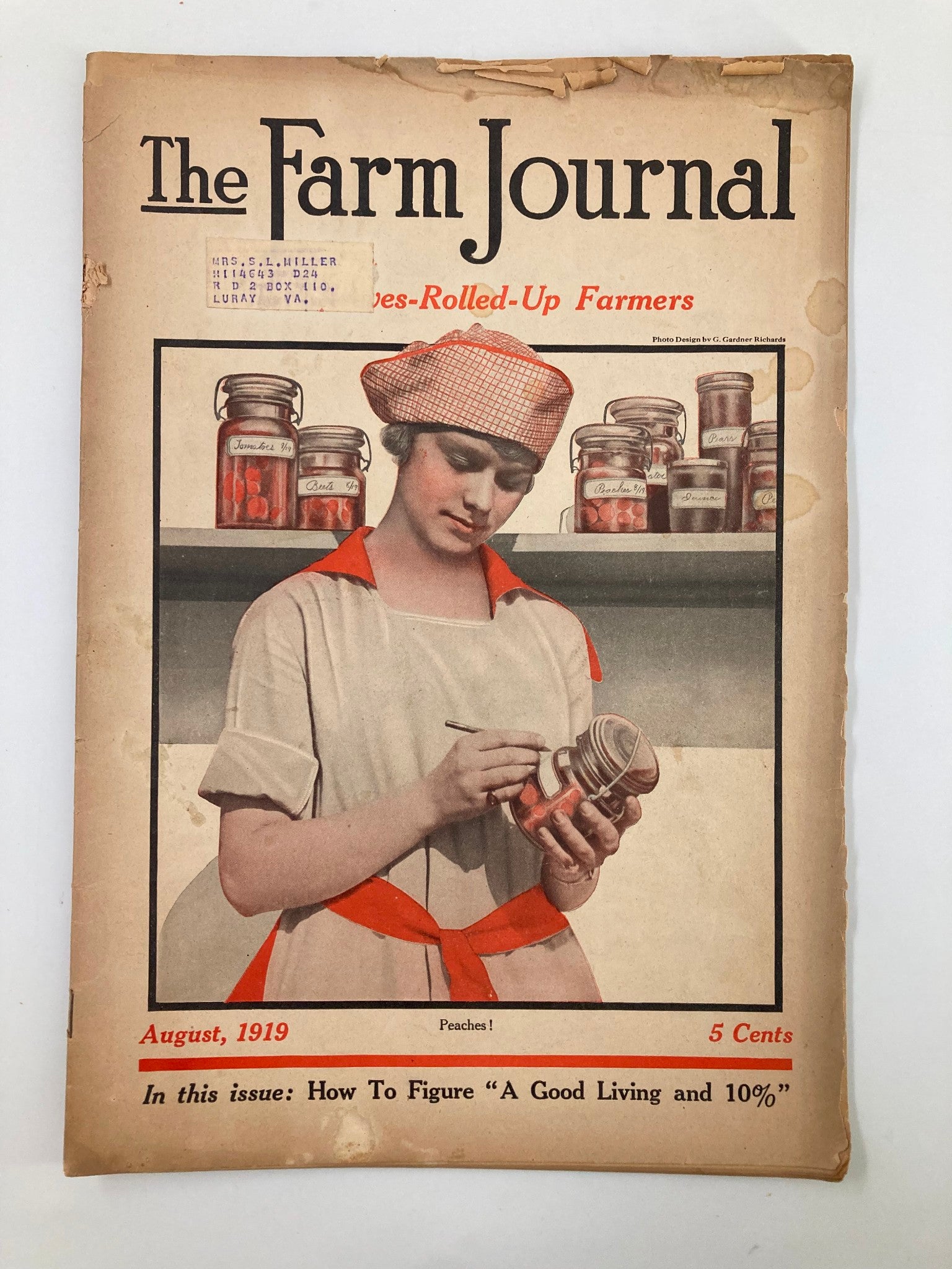 VTG The Farm Journal Magazine August 1919 How To Figure A Good Living and 10%