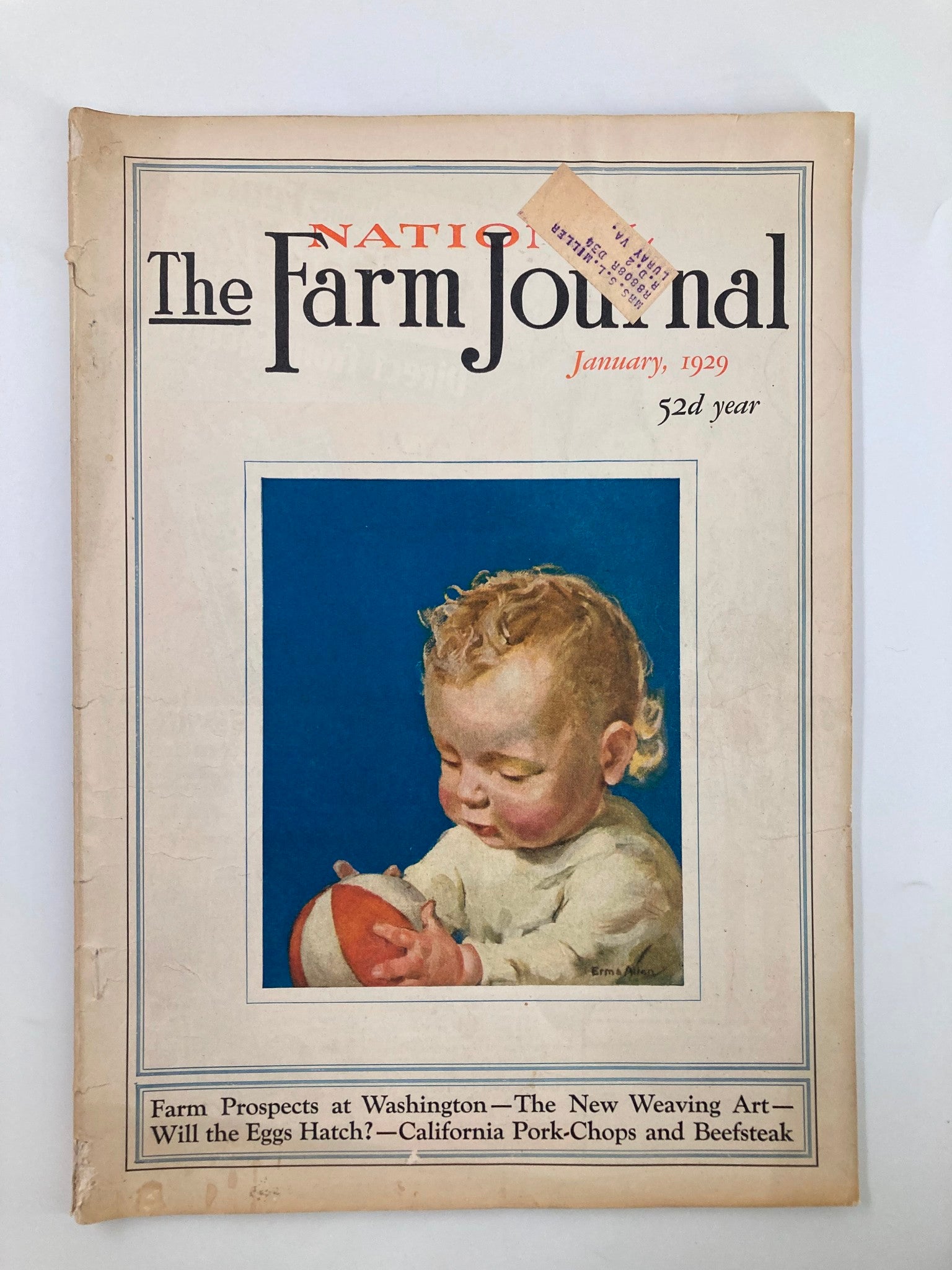 VTG The Farm Journal Magazine January 1929 California Pork-Chops and Beefsteak