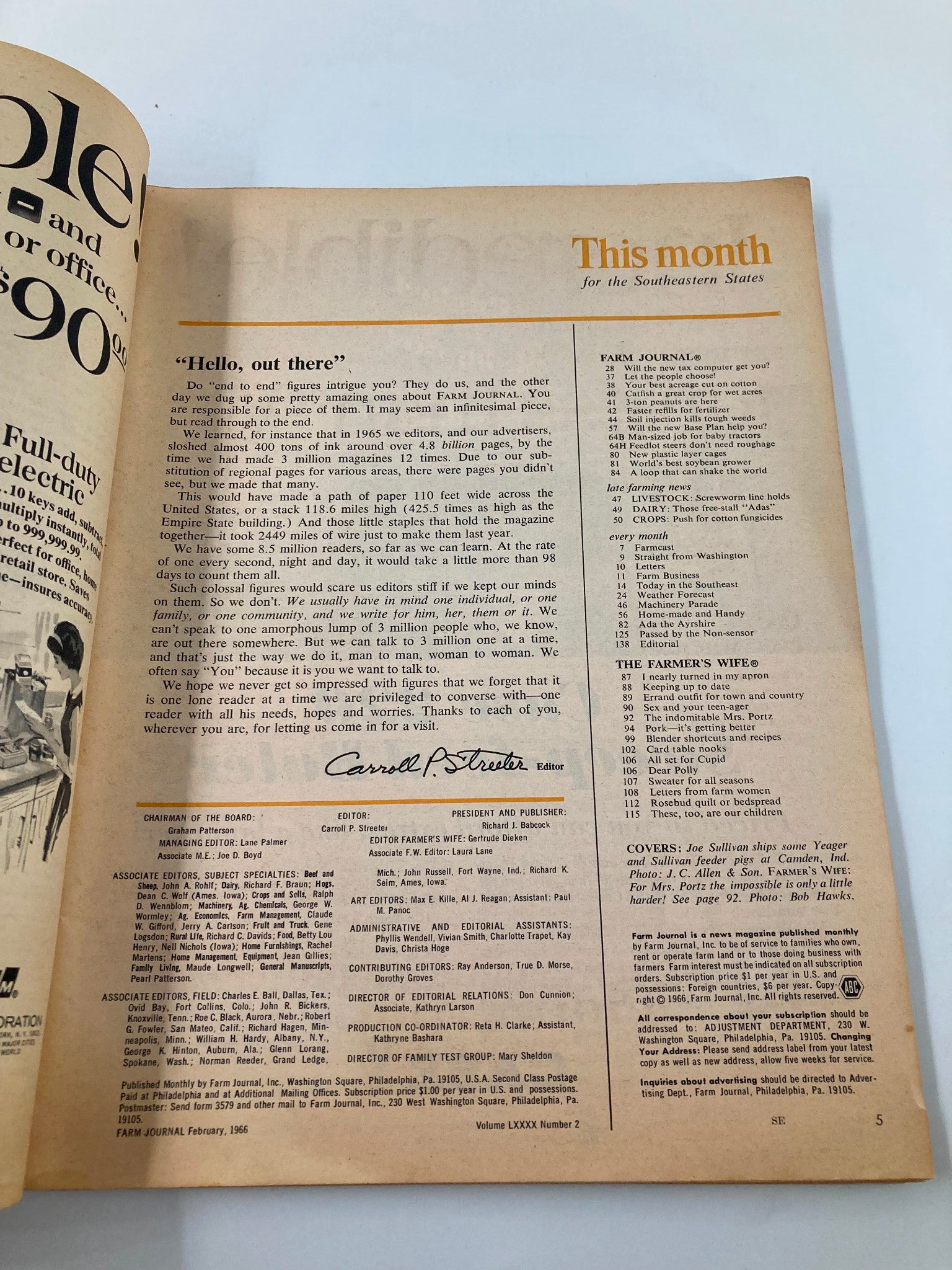 VTG Farm Journal Magazine February 1966 Joe Sullivan Ships Some Yeager