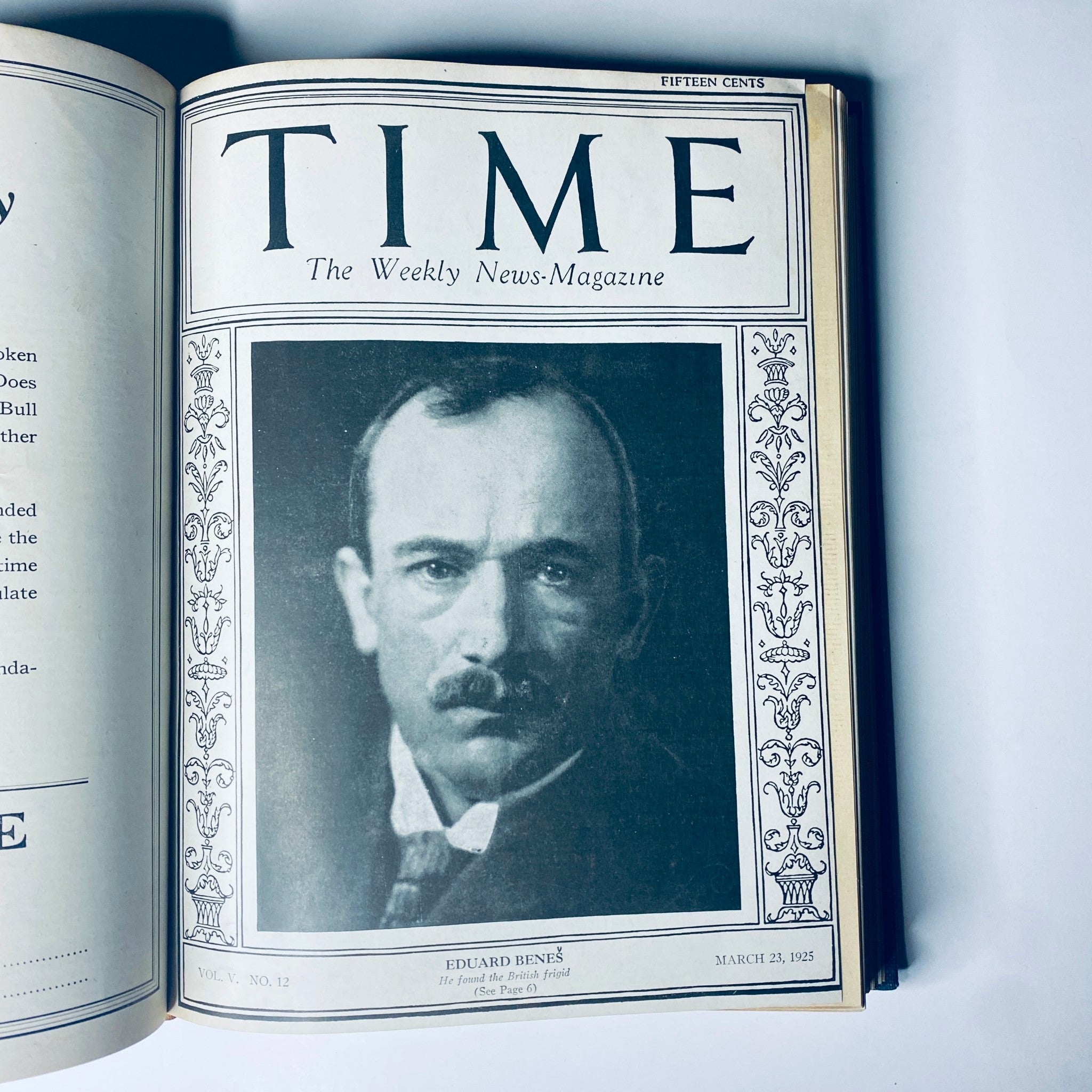 Cover of Time Magazine dated March 23, 1925, showcasing a portrait of Eduard Beneš. This issue is included in the Time Magazine Bound Weekly collection for January to June 1925.