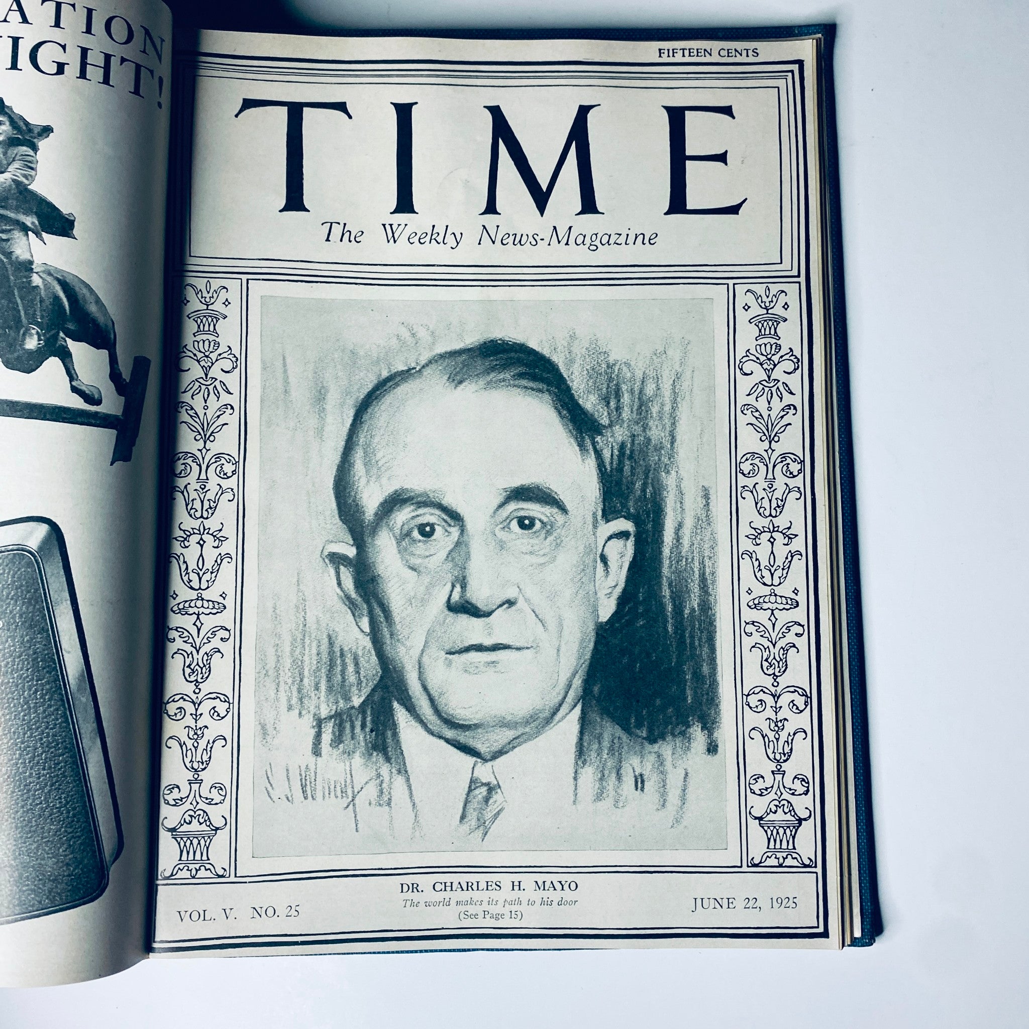 Cover of Time Magazine featuring Dr. Charles H. Mayo, dated June 22, 1925, from the Time Magazine Bound Weekly 1925 January - June collection.