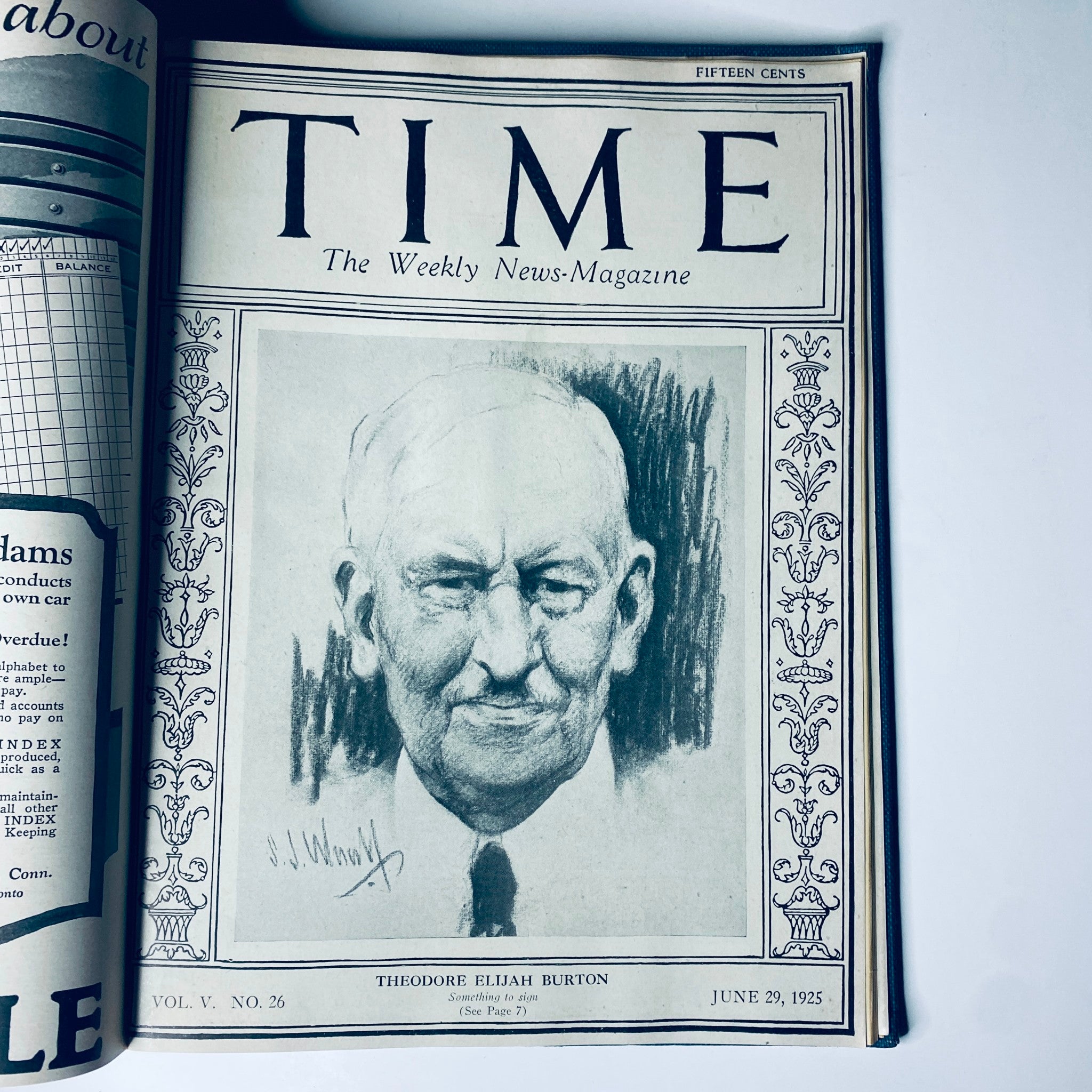 Cover of Time Magazine featuring Theodore Elijah Burton, dated June 29, 1925, from the Time Magazine Bound Weekly 1925 January - June collection.