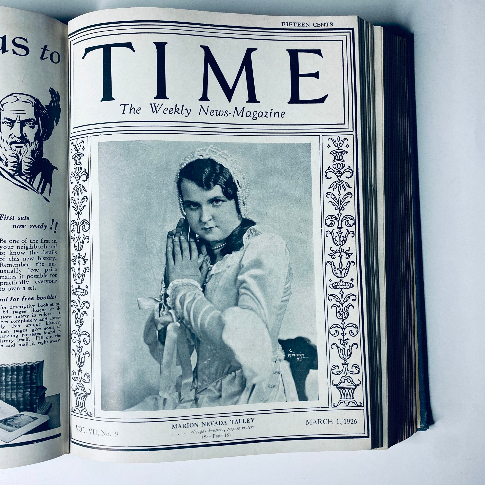 Cover of Time Magazine, March 1, 1926, featuring Marion Nevada Talley. Capturing the essence of arts and culture during the 1920s.