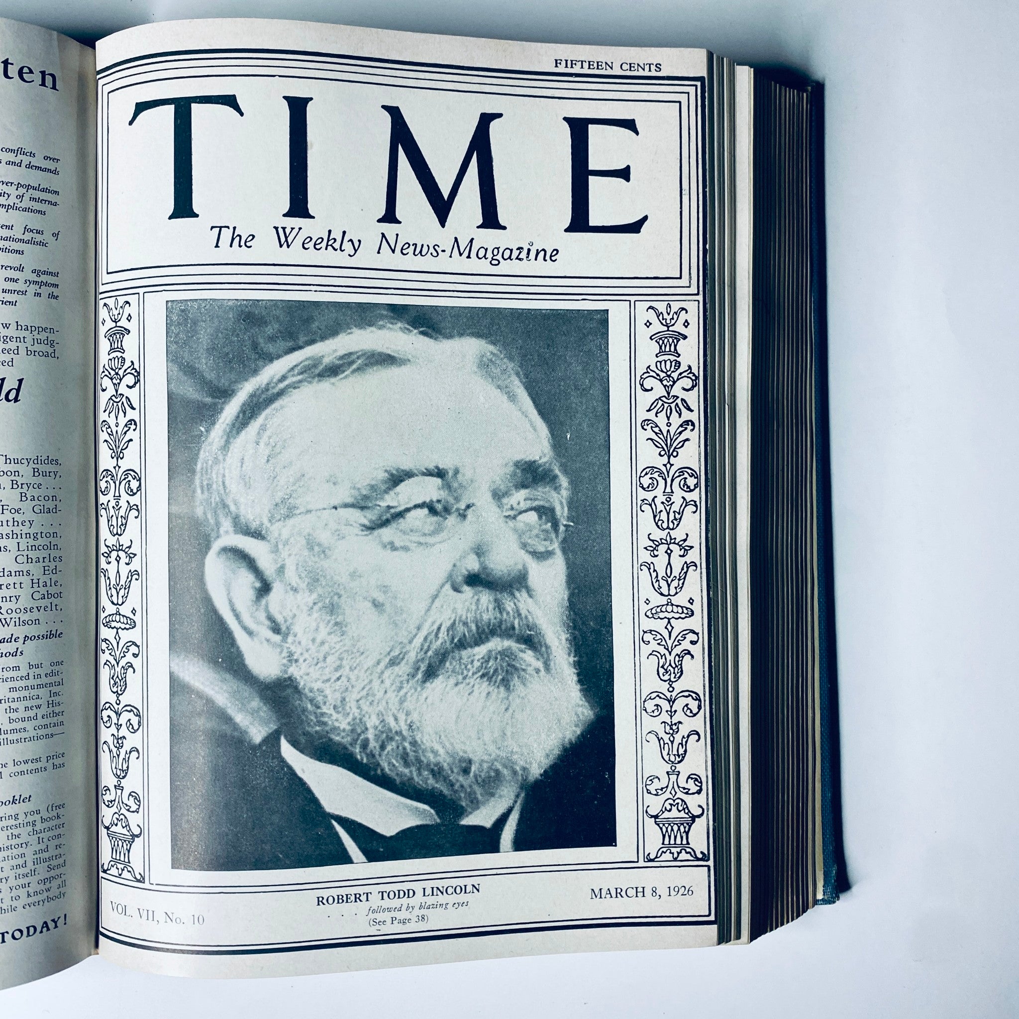 Cover of Time Magazine, March 8, 1926, featuring Robert Todd Lincoln. A significant edition illustrating notable figures of the time.