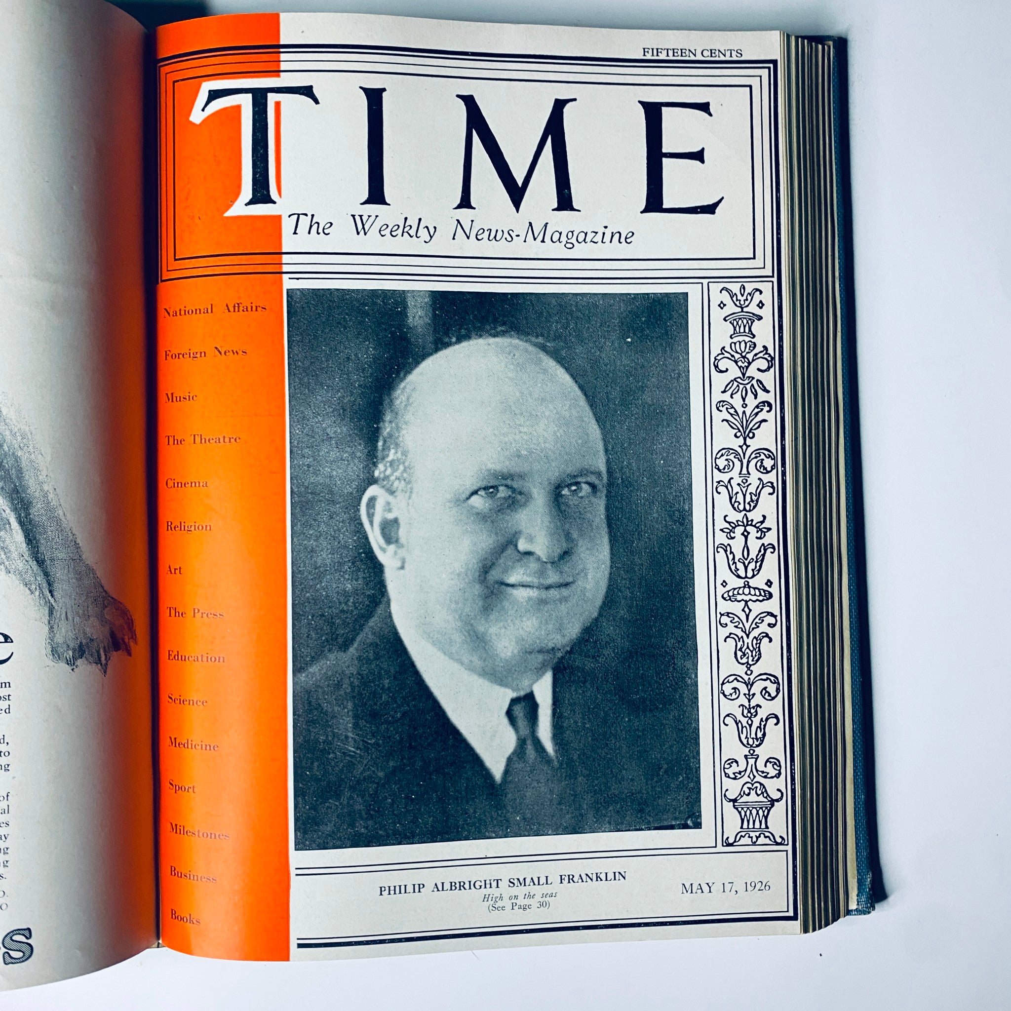 Time Magazine cover featuring Philip Albright Small Franklin, May 17, 1926, from the Time Magazine Bound Weekly 1926 January - June.