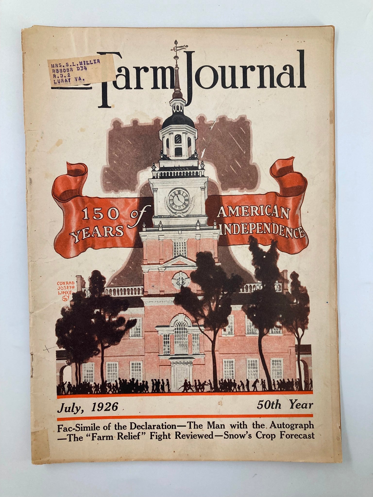 VTG The Farm Journal Magazine July 1926 Treatment for Colic of Horses