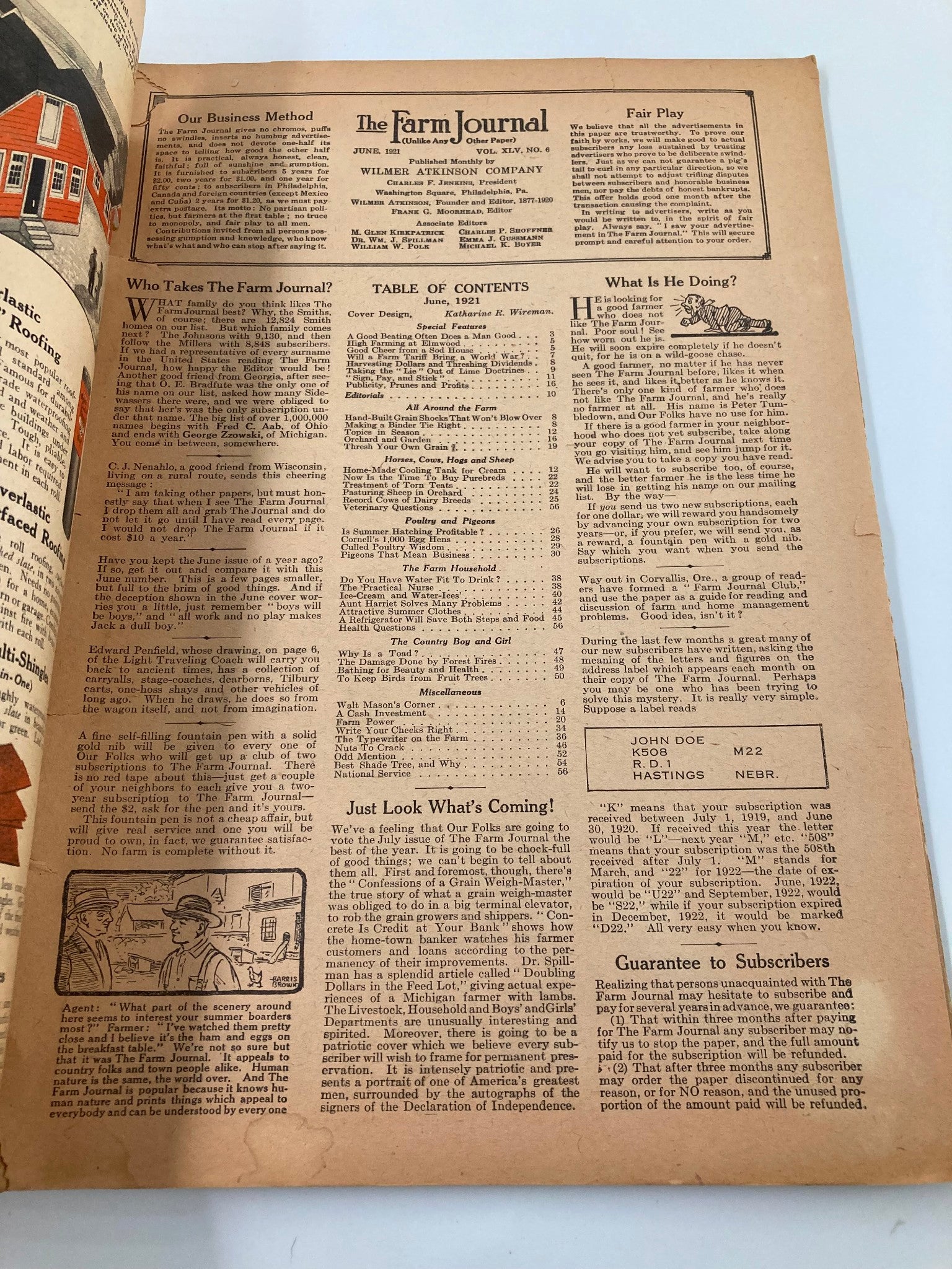 VTG The Farm Journal Magazine June 1921 Will a Farm Tariff Bring a World War?